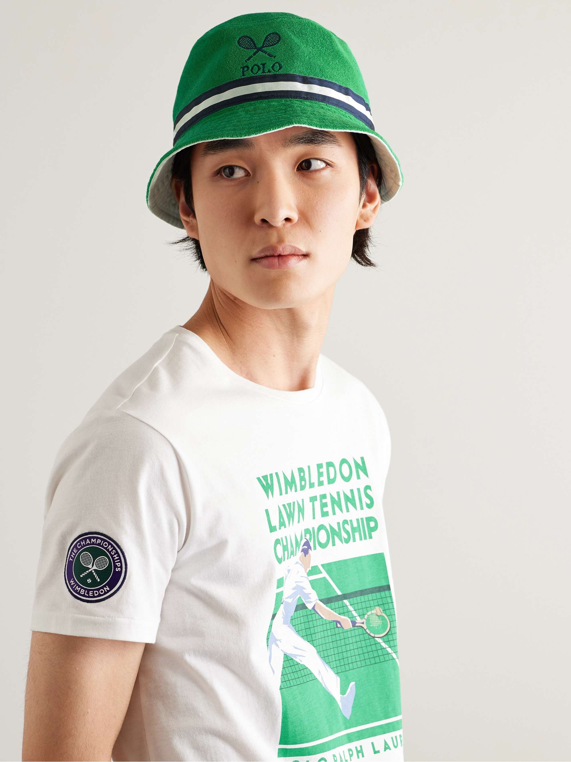 POLO RALPH LAUREN Wimbledon Webbing-Trimmed Logo-Embroidered Cotton-Terry  Bucket Hat for Men | MR PORTER