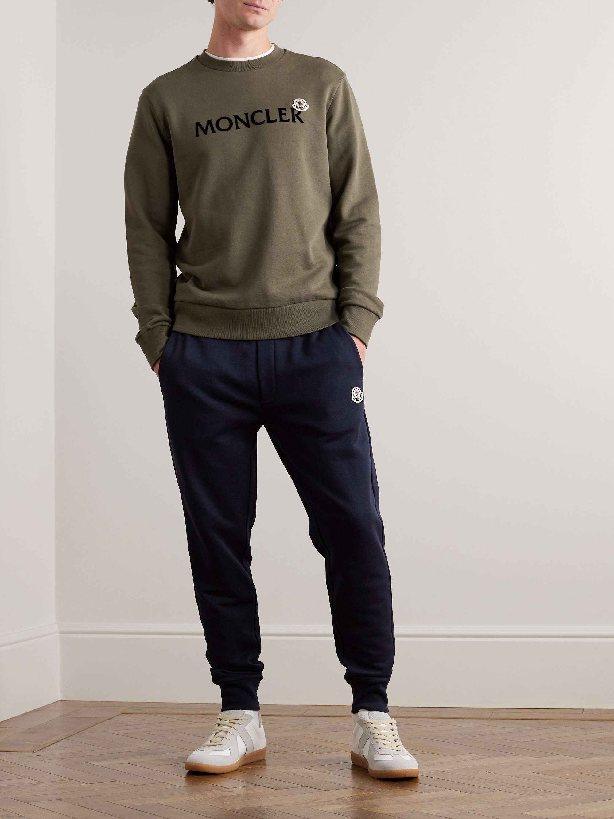 MONCLER Appliquéd Logo-Flocked Cotton-Jersey Sweatshirt for Men | MR PORTER