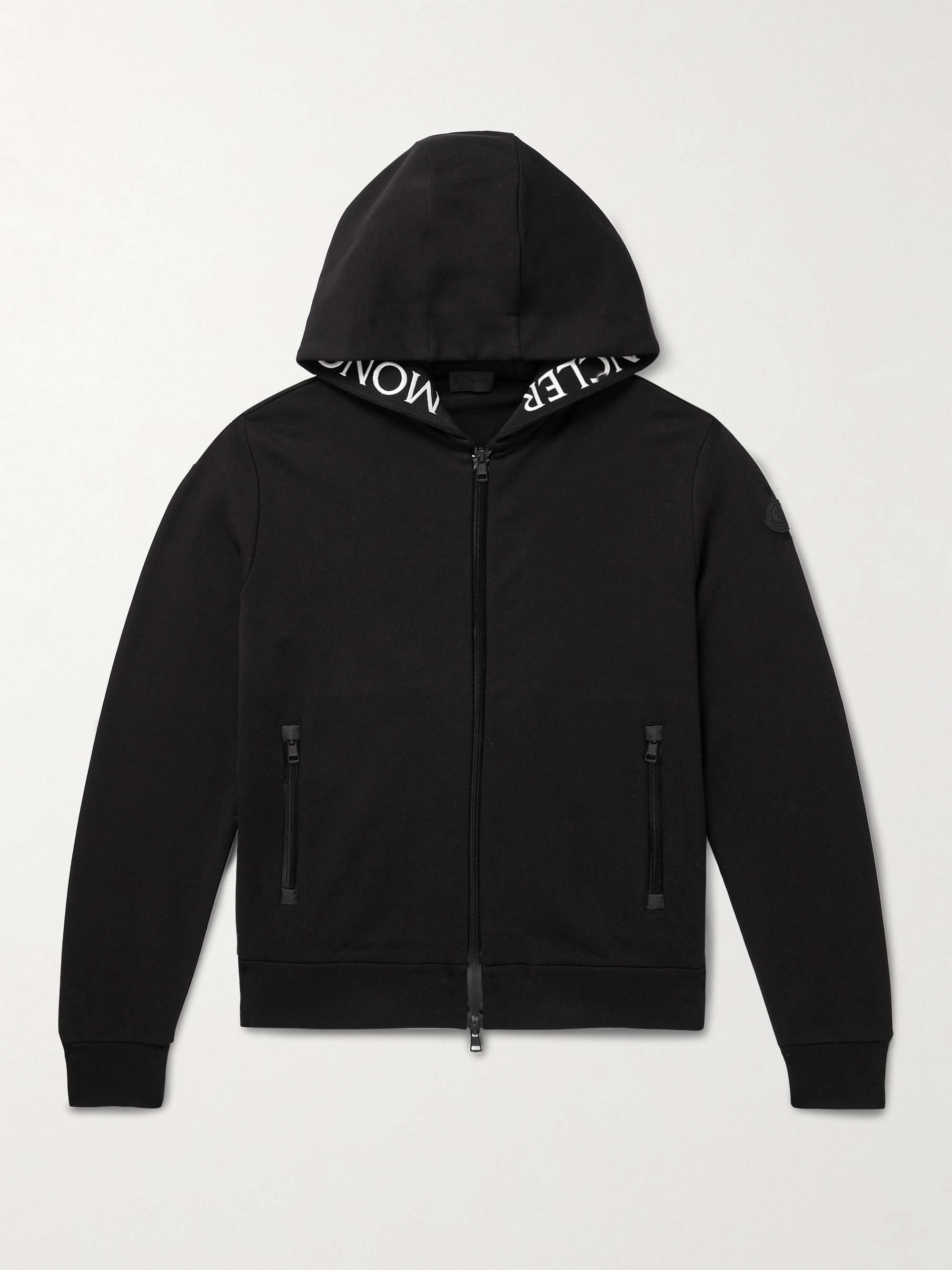 MONCLER Logo-Embroidered Cotton-Jersey Zip-Up Hoodie for Men | MR PORTER