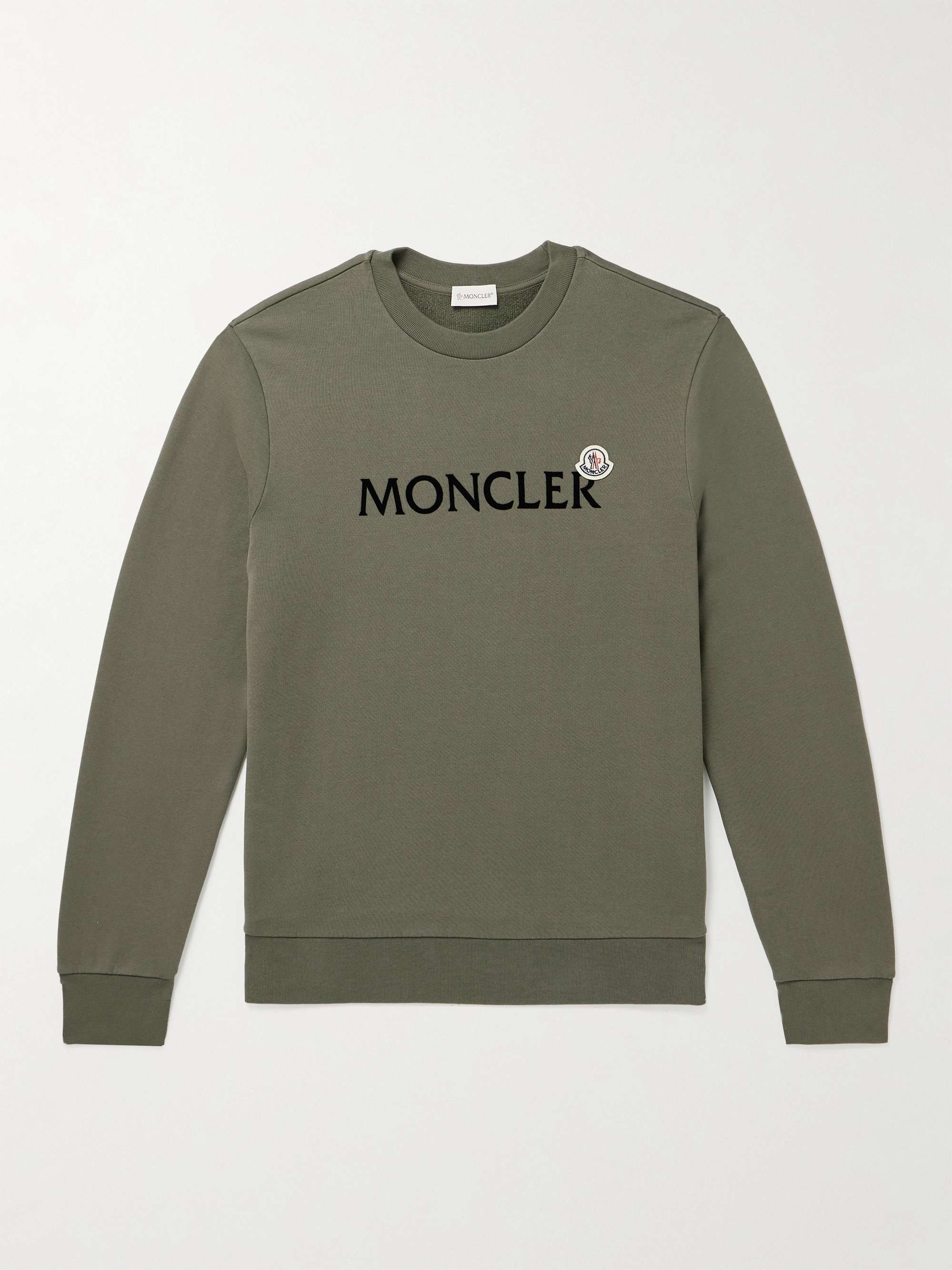MONCLER Appliquéd Logo-Flocked Cotton-Jersey Sweatshirt for Men | MR PORTER
