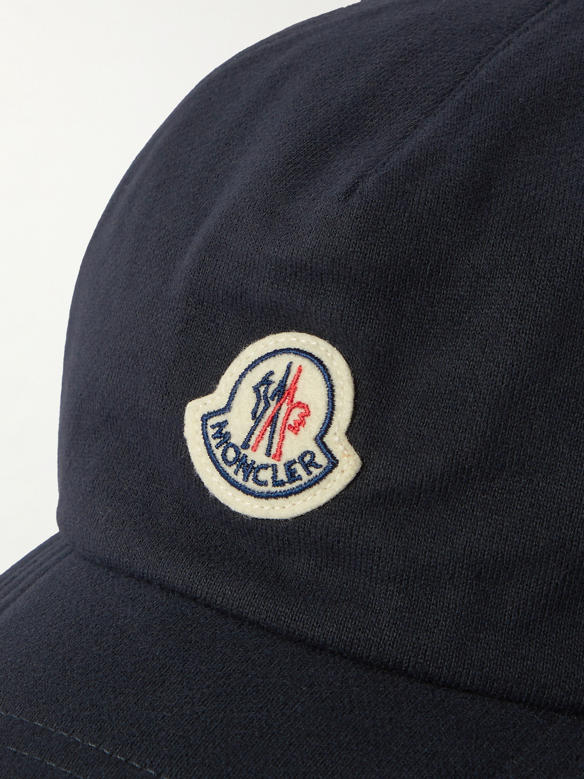 Shop Moncler Logo-appliquéd Brushed Cotton-jersey Baseball Cap In Blue