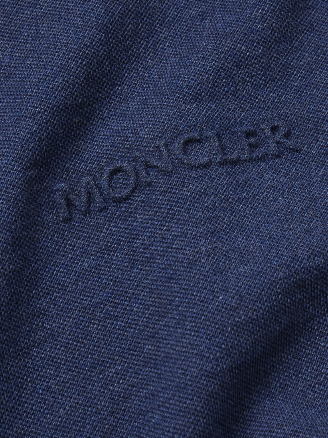 Shop Moncler Logo-embossed Contrast-tipped Cotton-piqué Polo Shirt In Blue