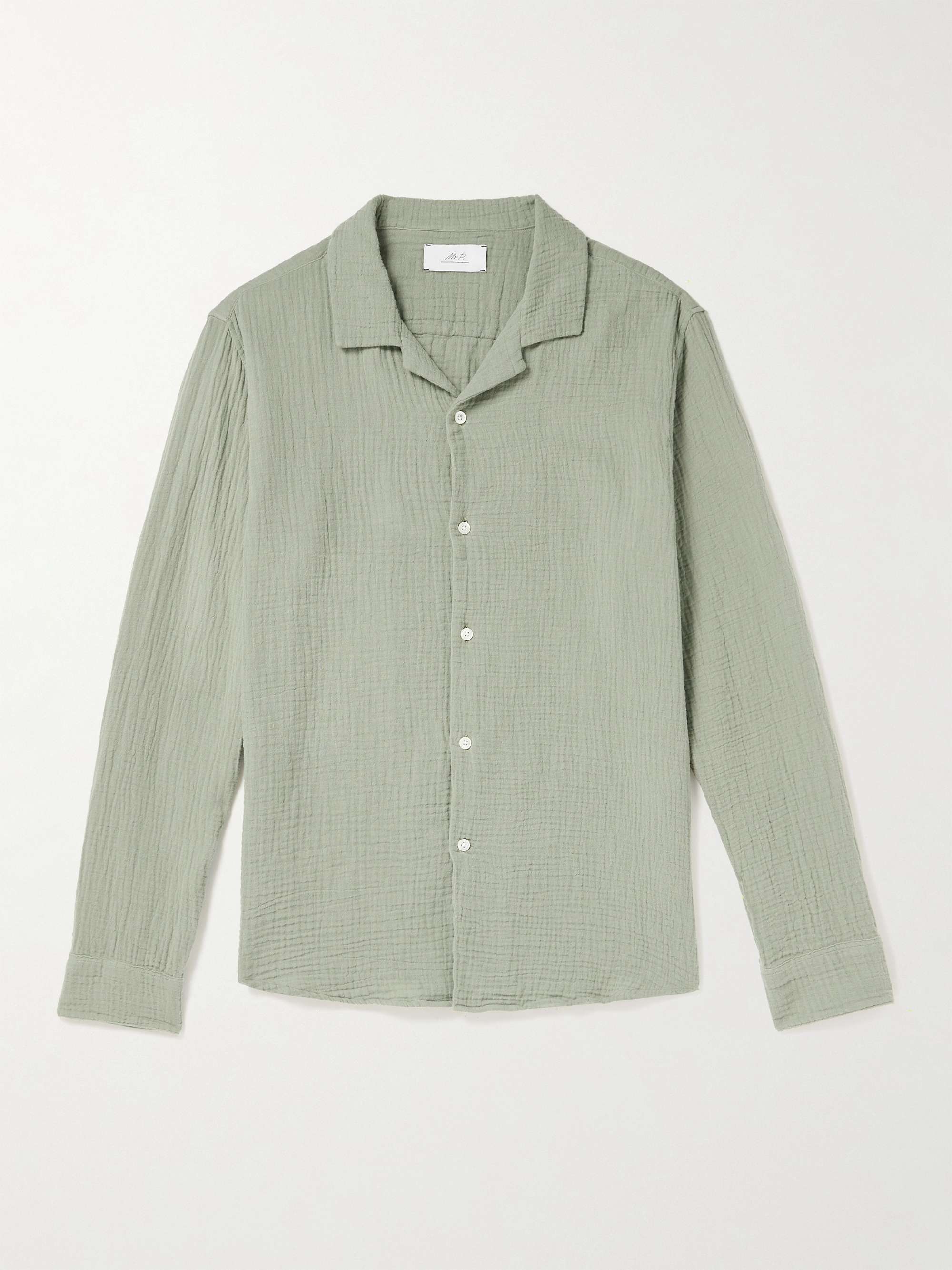 MR P. Convertible-Collar Garment-Dyed Cotton-Muslin Shirt for Men | MR ...