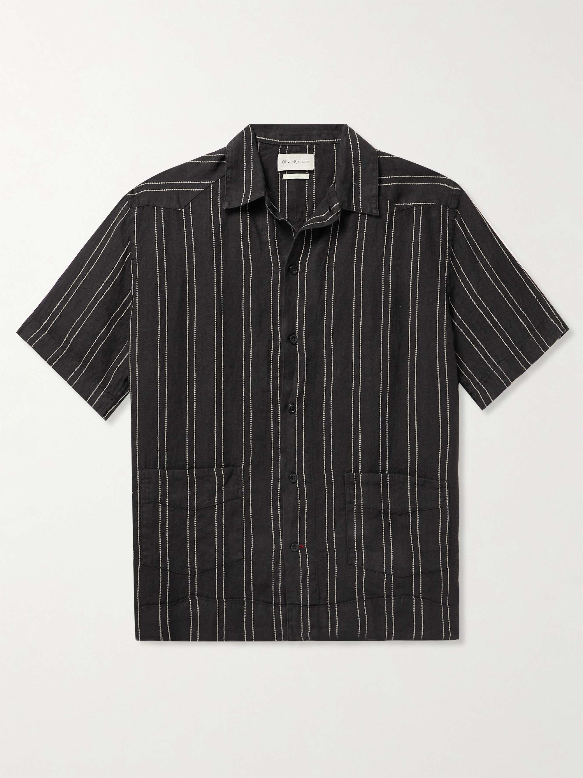 OLIVER SPENCER Camp-Collar Striped Linen Shirt for Men | MR PORTER