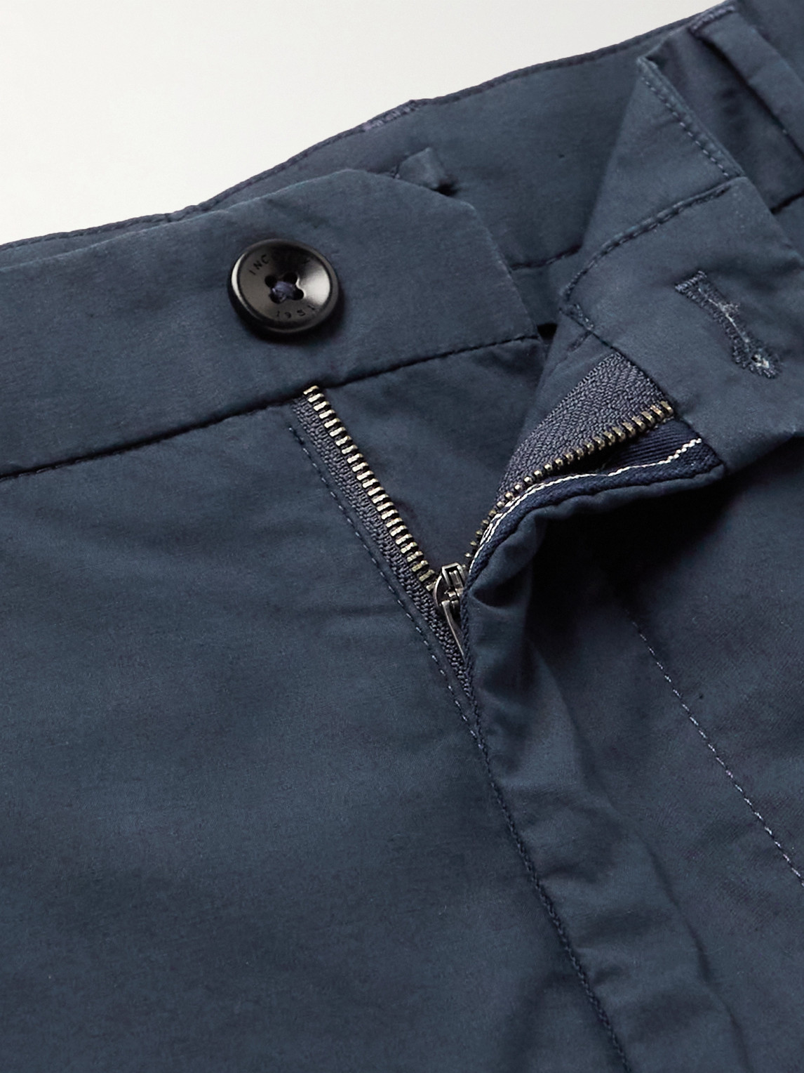 Shop Incotex Slim-fit Stretch-cotton Poplin Bermuda Shorts In Blue