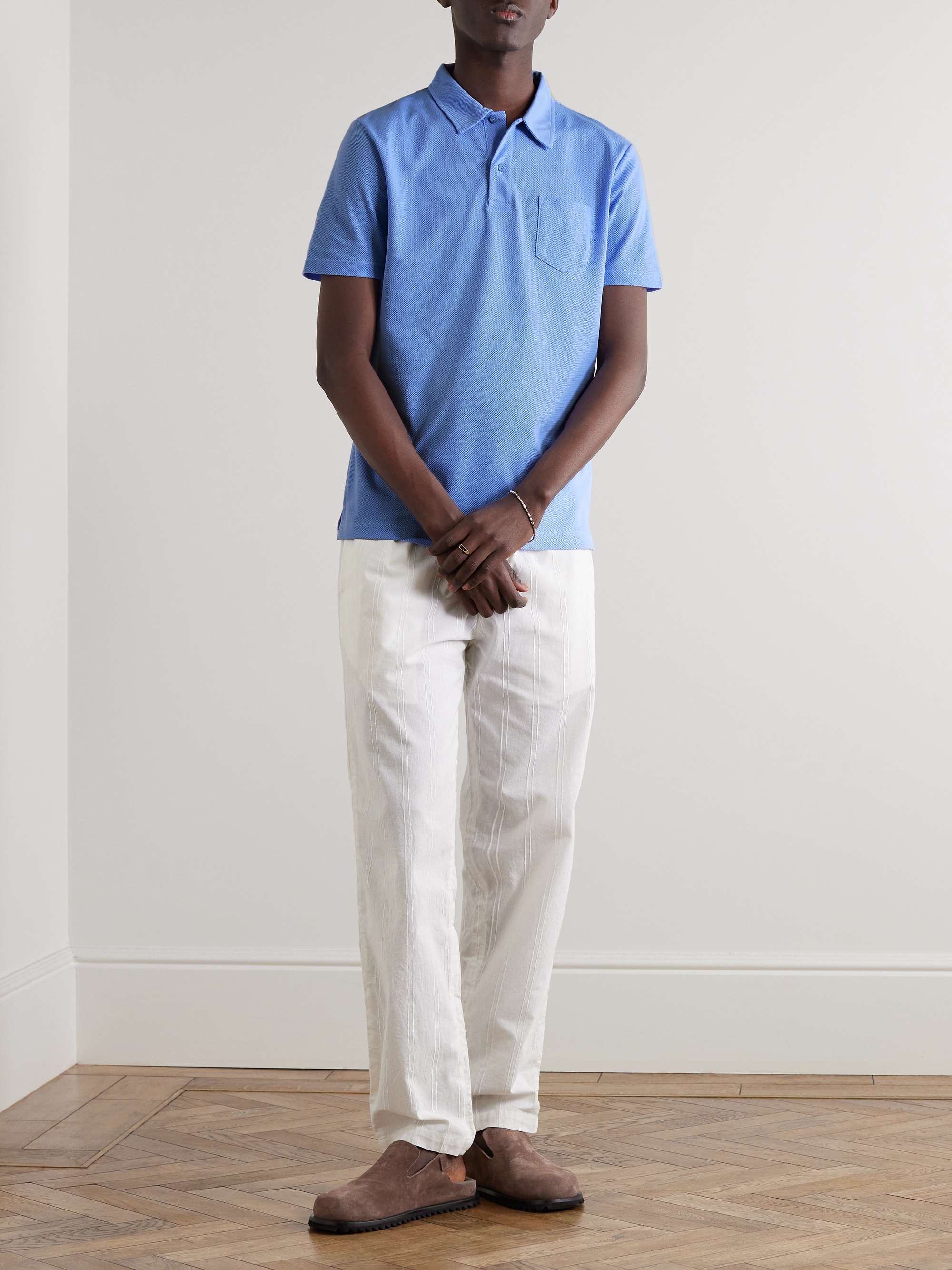 SUNSPEL Riviera Slim-Fit Cotton-Mesh Polo Shirt for Men | MR PORTER