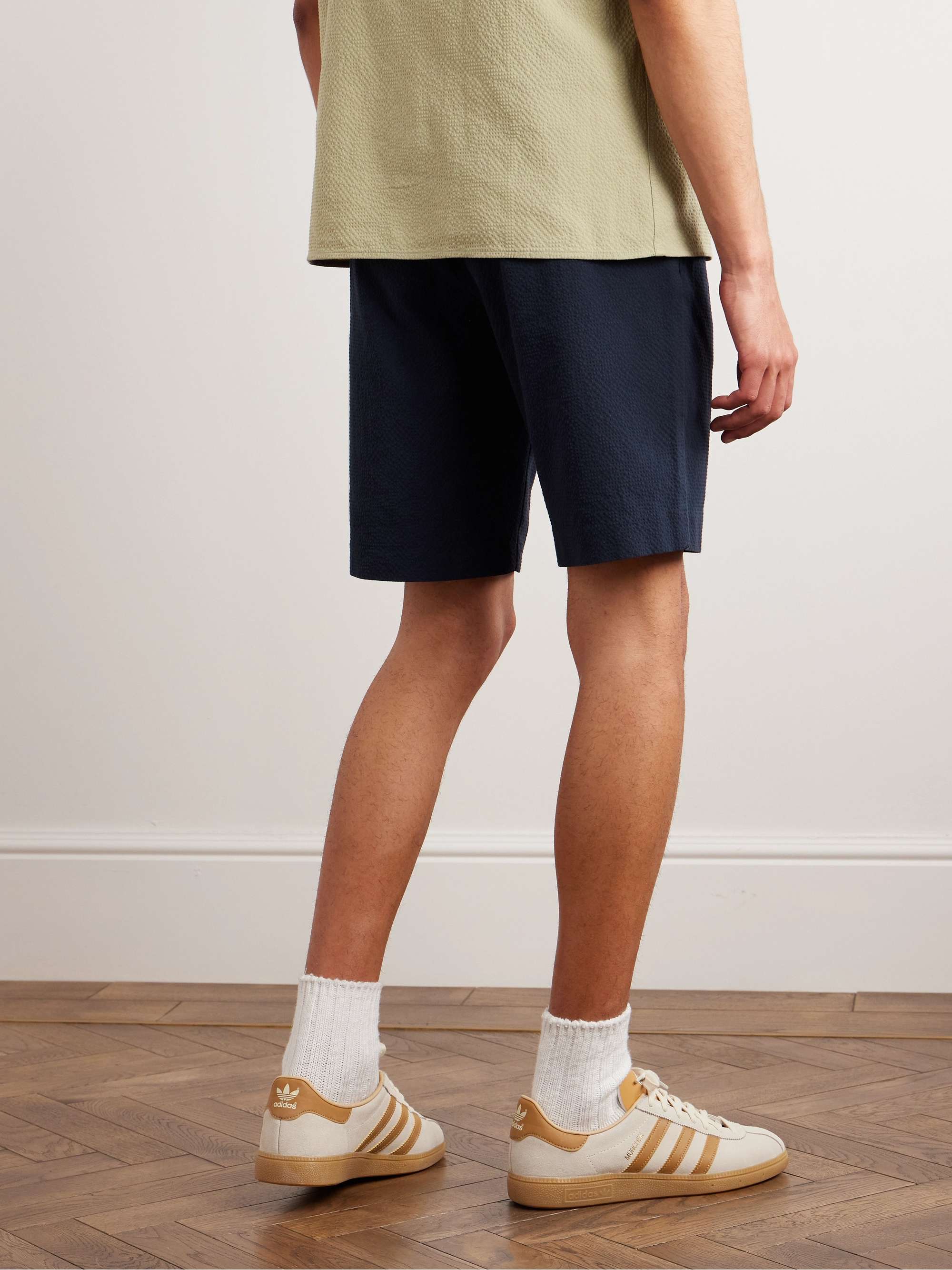NN07 Theodor 1040 Straight-Leg Stretch Organic Cotton-Seersucker Shorts for  Men | MR PORTER