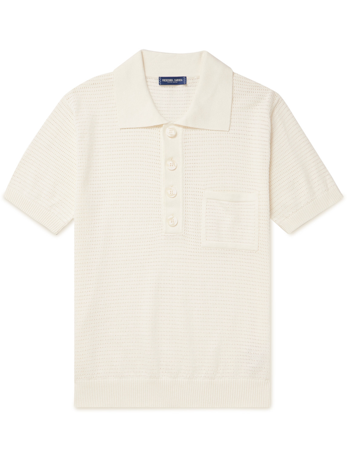 Frescobol Carioca Clemente Pointelle-knit Cotton Polo Shirt In White