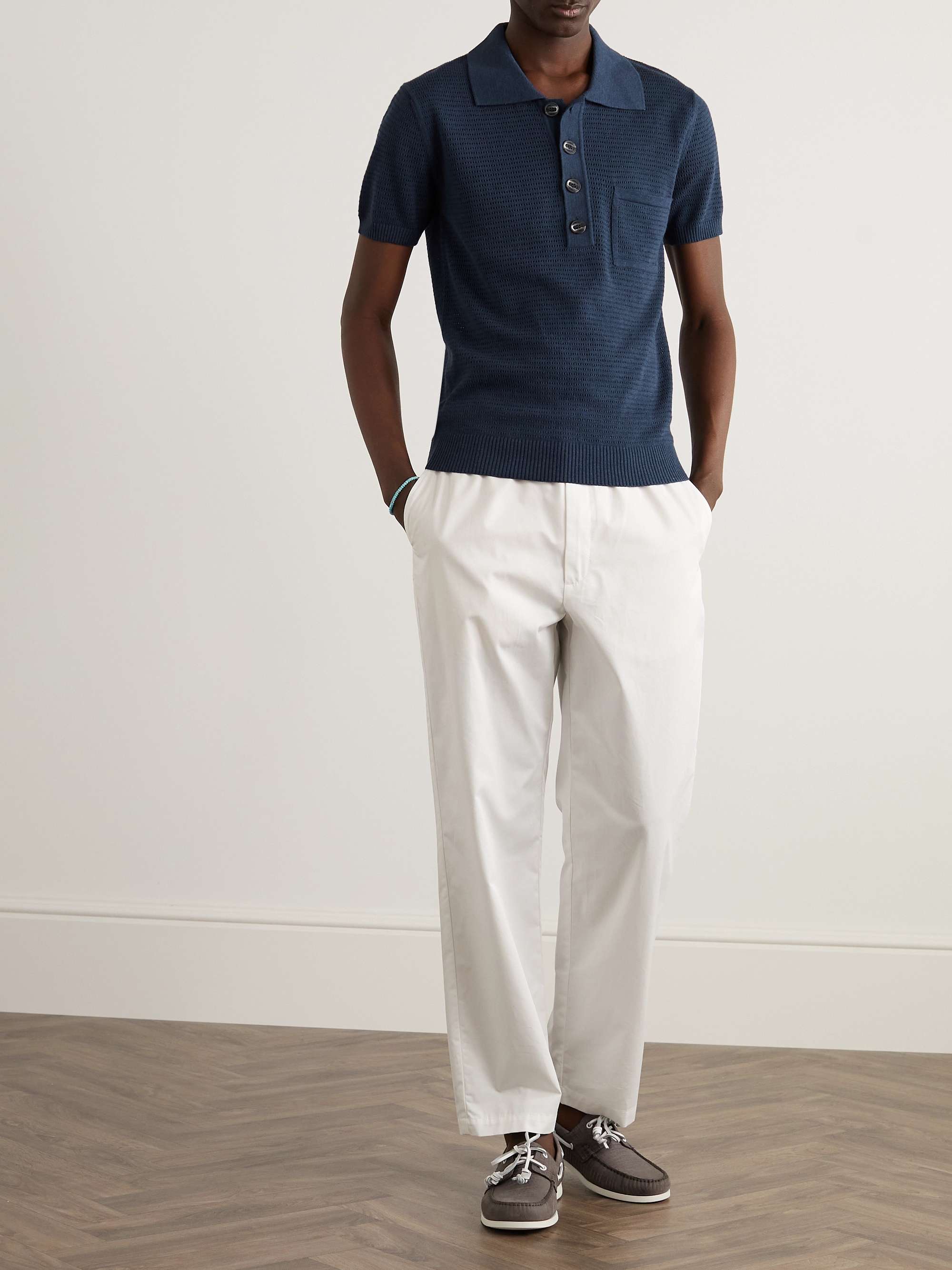 FRESCOBOL CARIOCA Clemente Pointelle-Knit Cotton Polo Shirt for Men ...