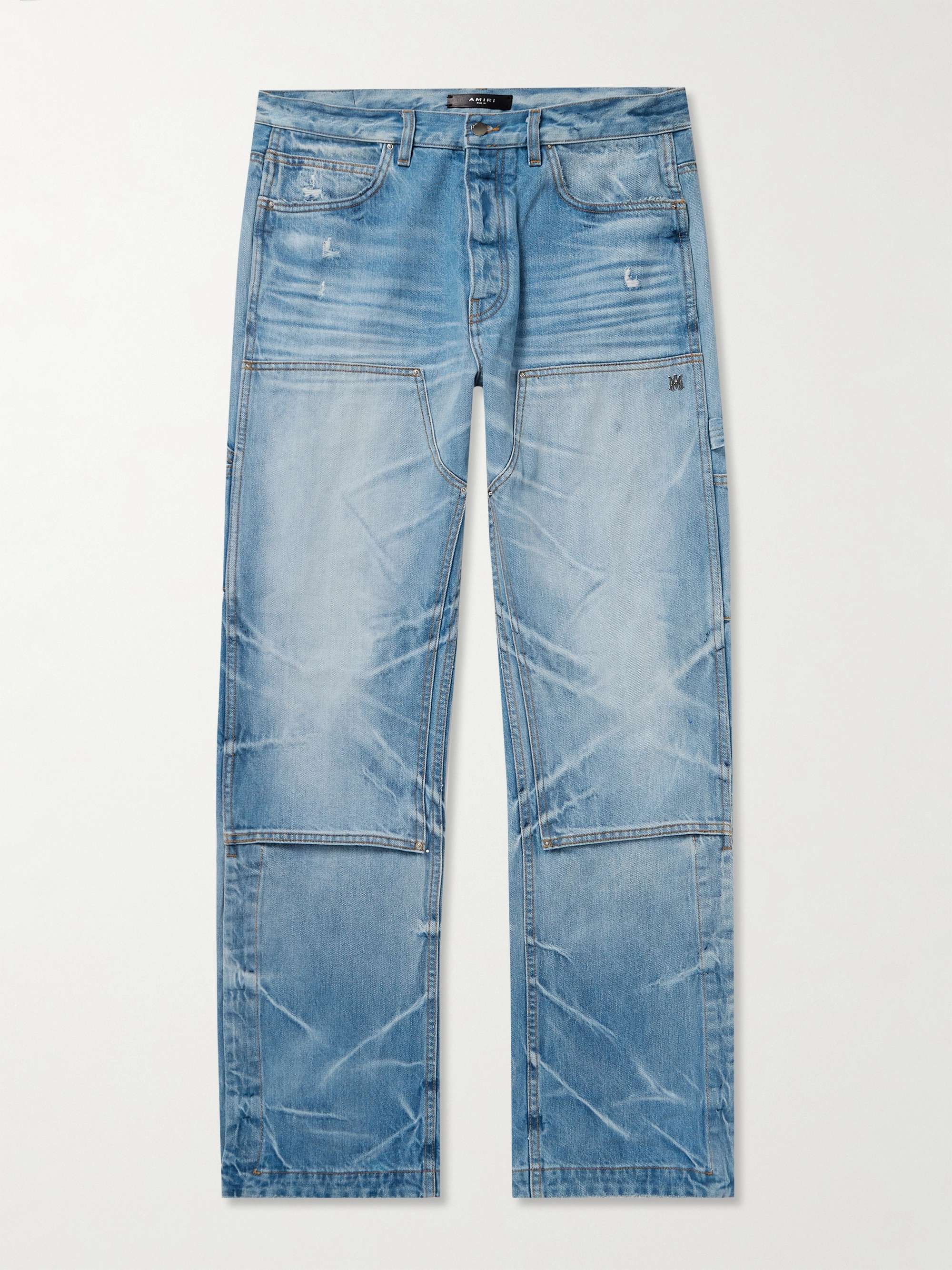 AMIRI Carpenter Panelled Straight-Leg Bleached Distressed Jeans for Men |  MR PORTER