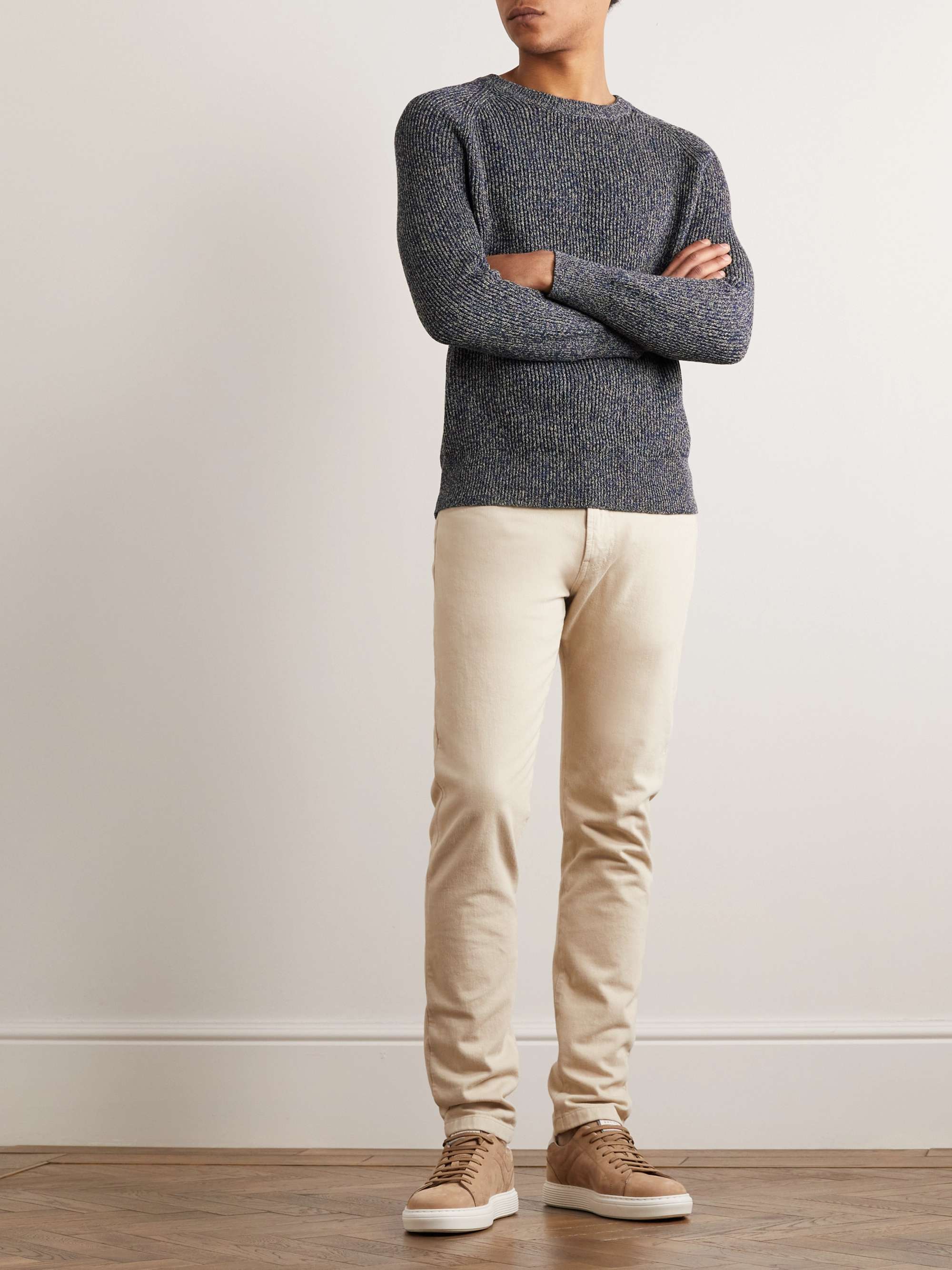 PIACENZA 1733 Slim-Fit Ribbed Cotton and Linen-Blend Sweater for Men | MR  PORTER