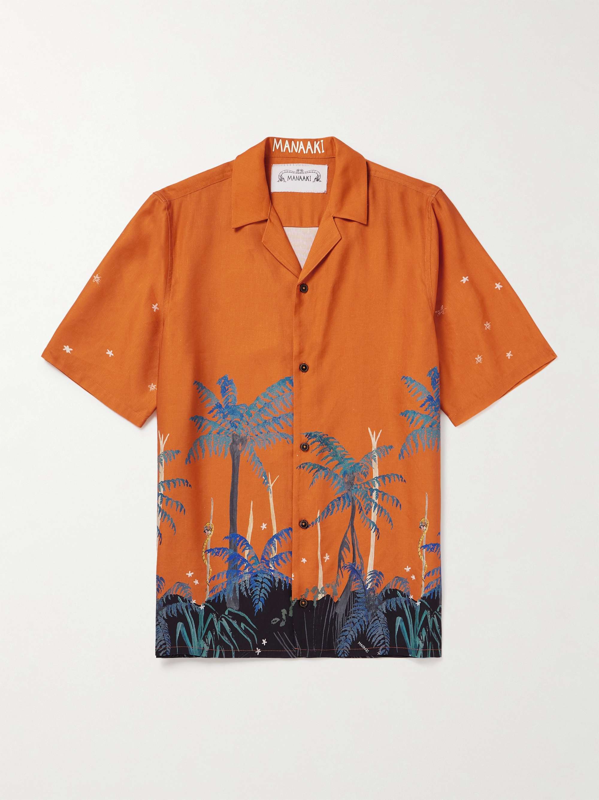 MANAAKI Mana Camp-Collar Printed Lyocell and Linen-Blend Shirt for Men ...