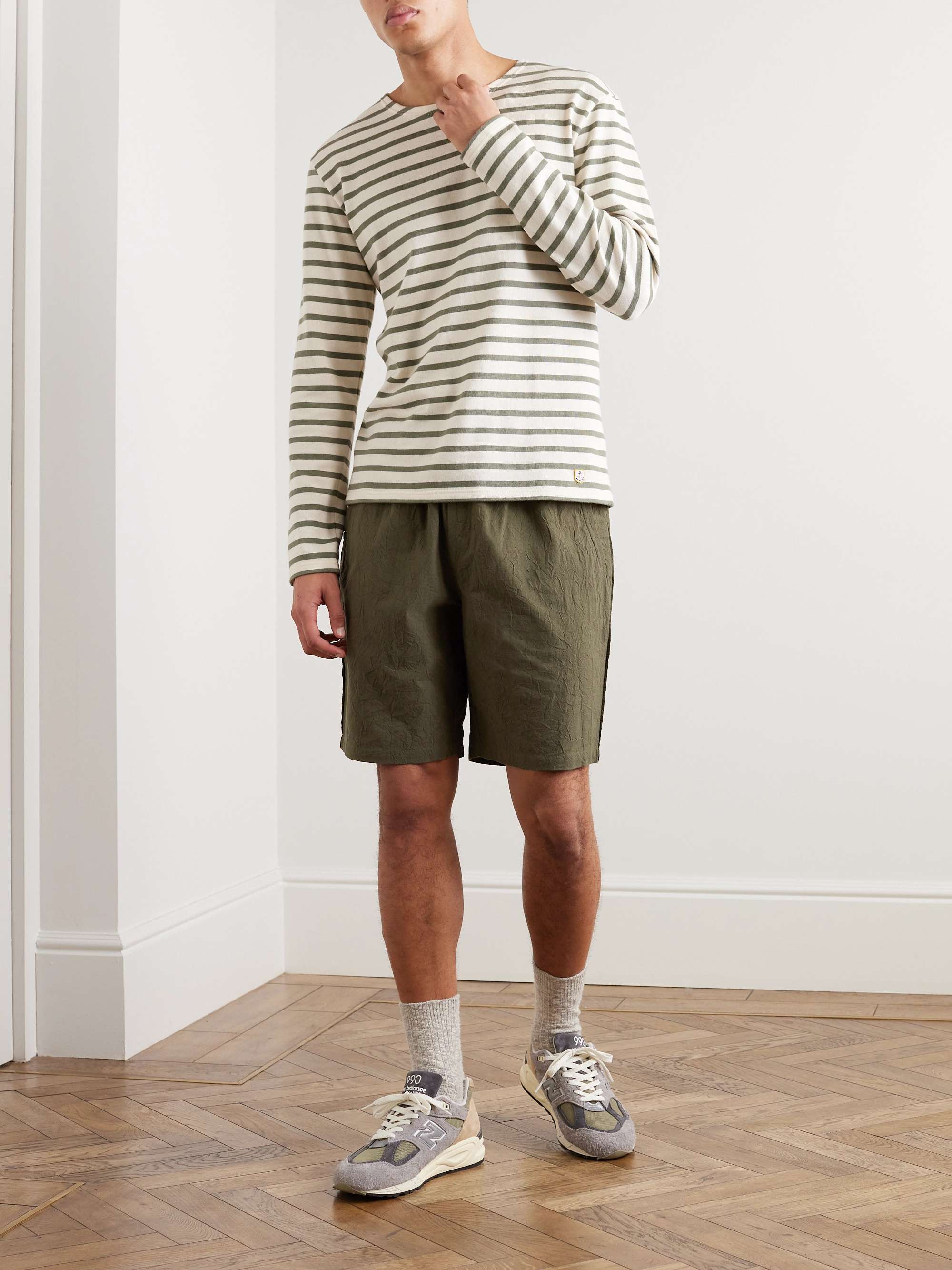 FOLK Assembly Wide-Leg Cotton-Seersucker Shorts for Men | MR PORTER