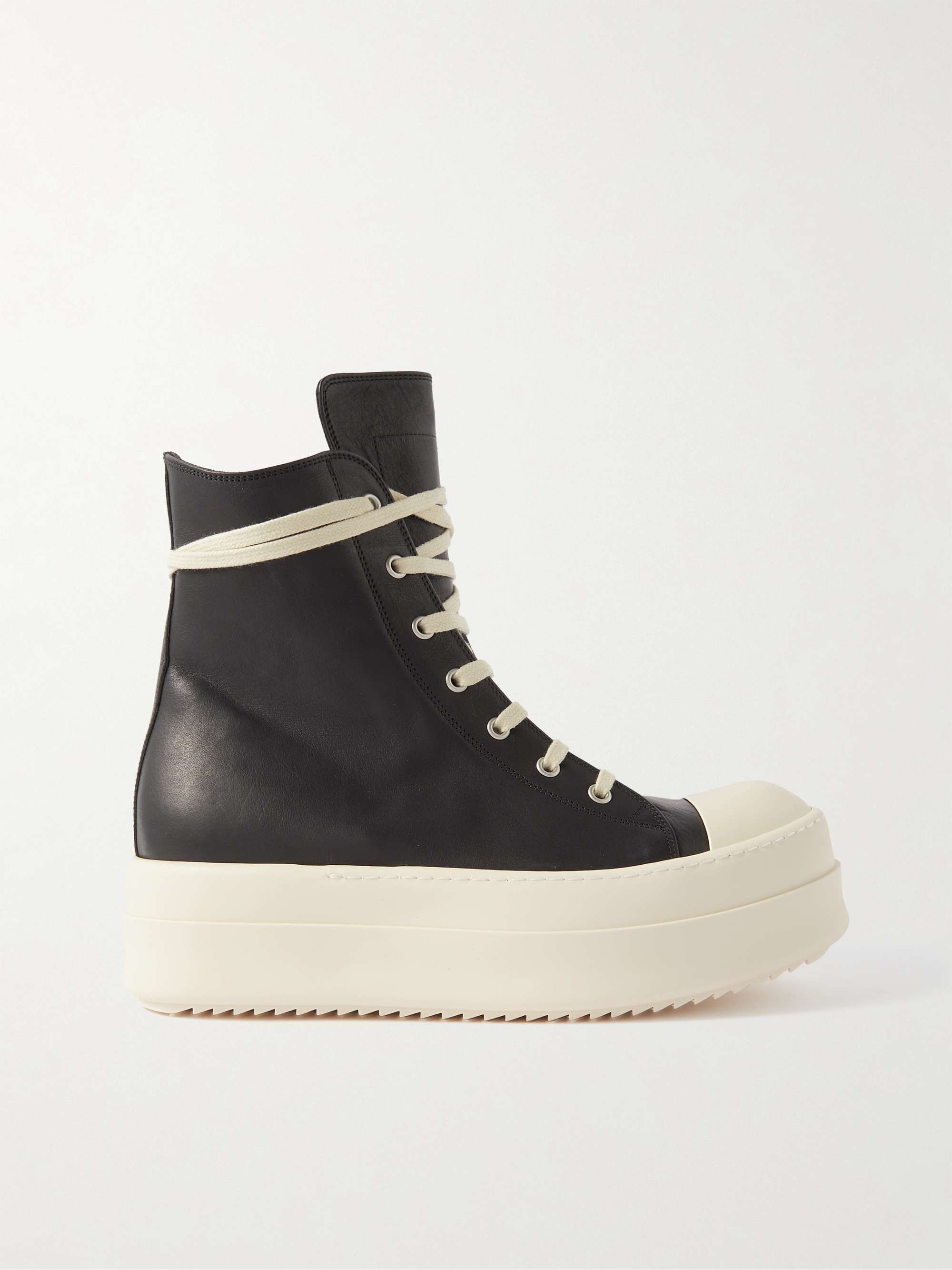 RICK OWENS Mega Bumper Exaggerated-Sole Leather High-Top Sneakers for Men |  MR PORTER
