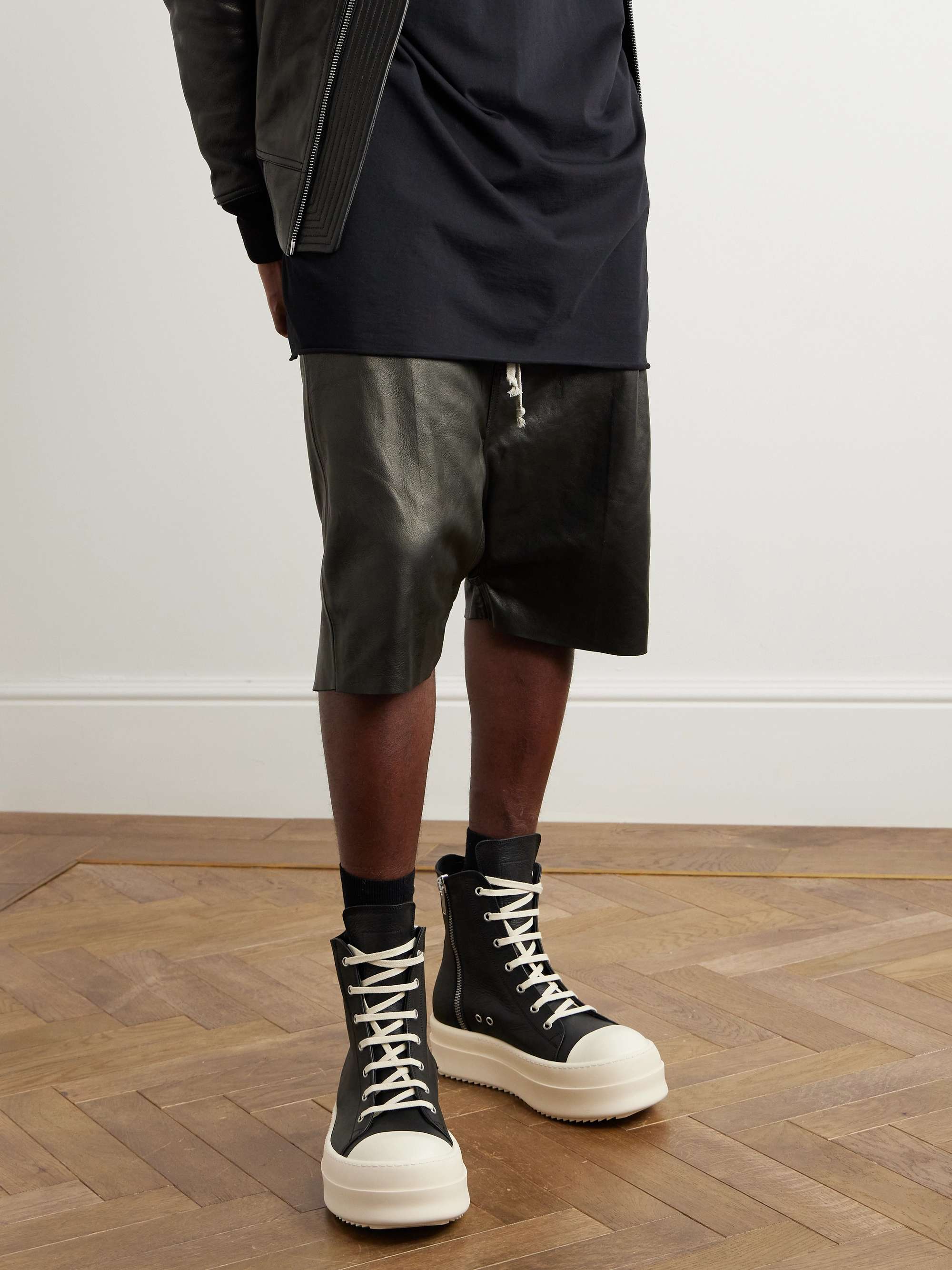 RICK OWENS Mega Bumper Exaggerated-Sole Leather High-Top Sneakers ...