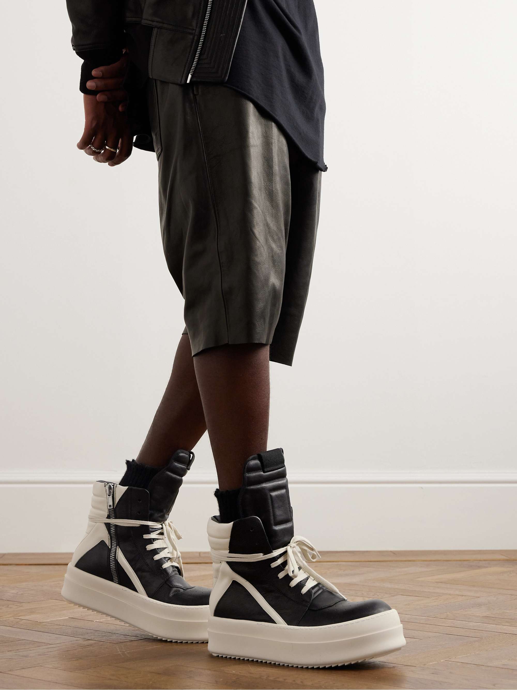 RICK OWENS Geobasket Mega Bumper Exaggerated-Sole Two-Tone Leather High-Top  Sneakers for Men | MR PORTER