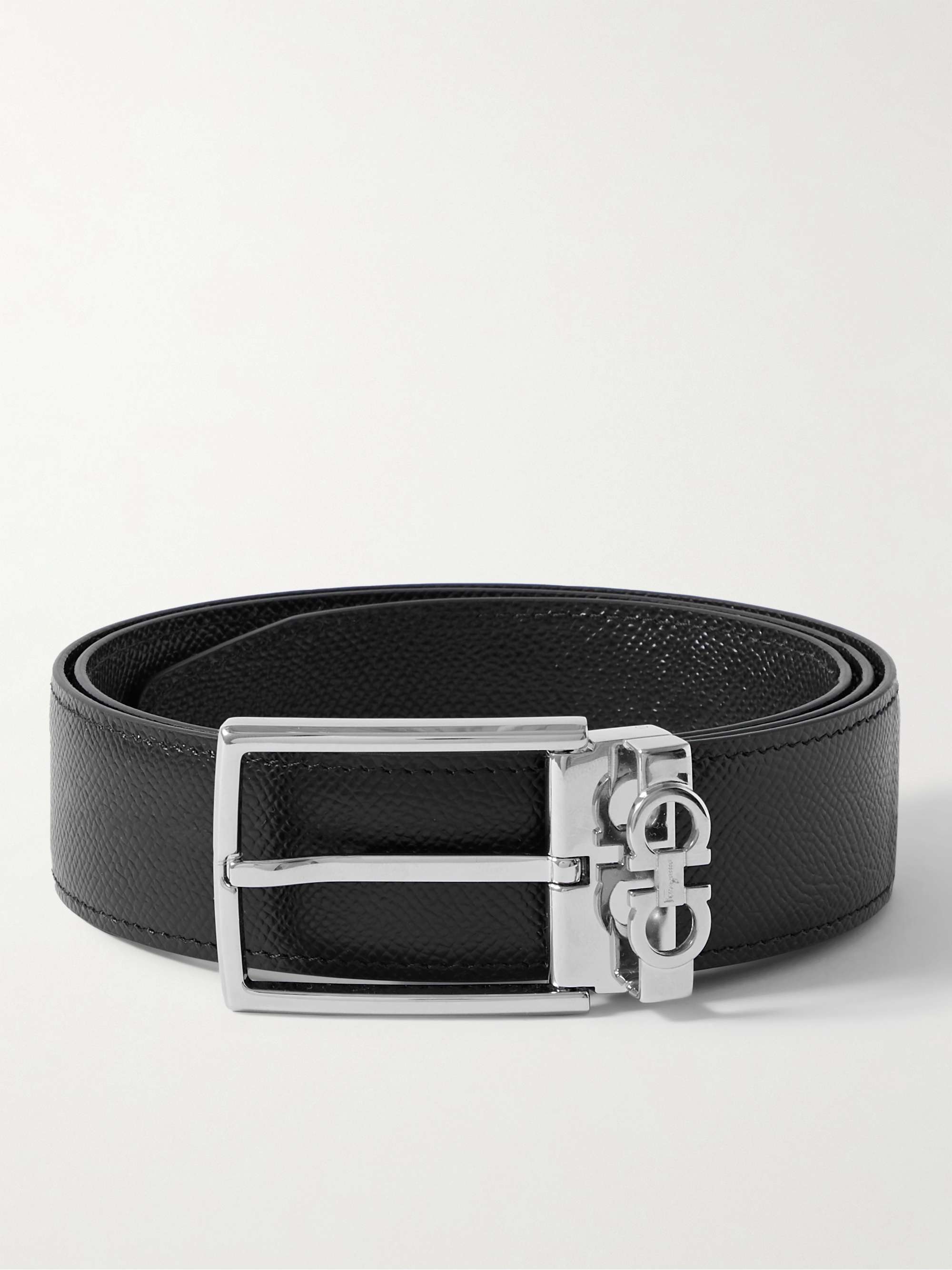 FERRAGAMO 3.5cm Pebble-Grain Leather Belt for Men | MR PORTER