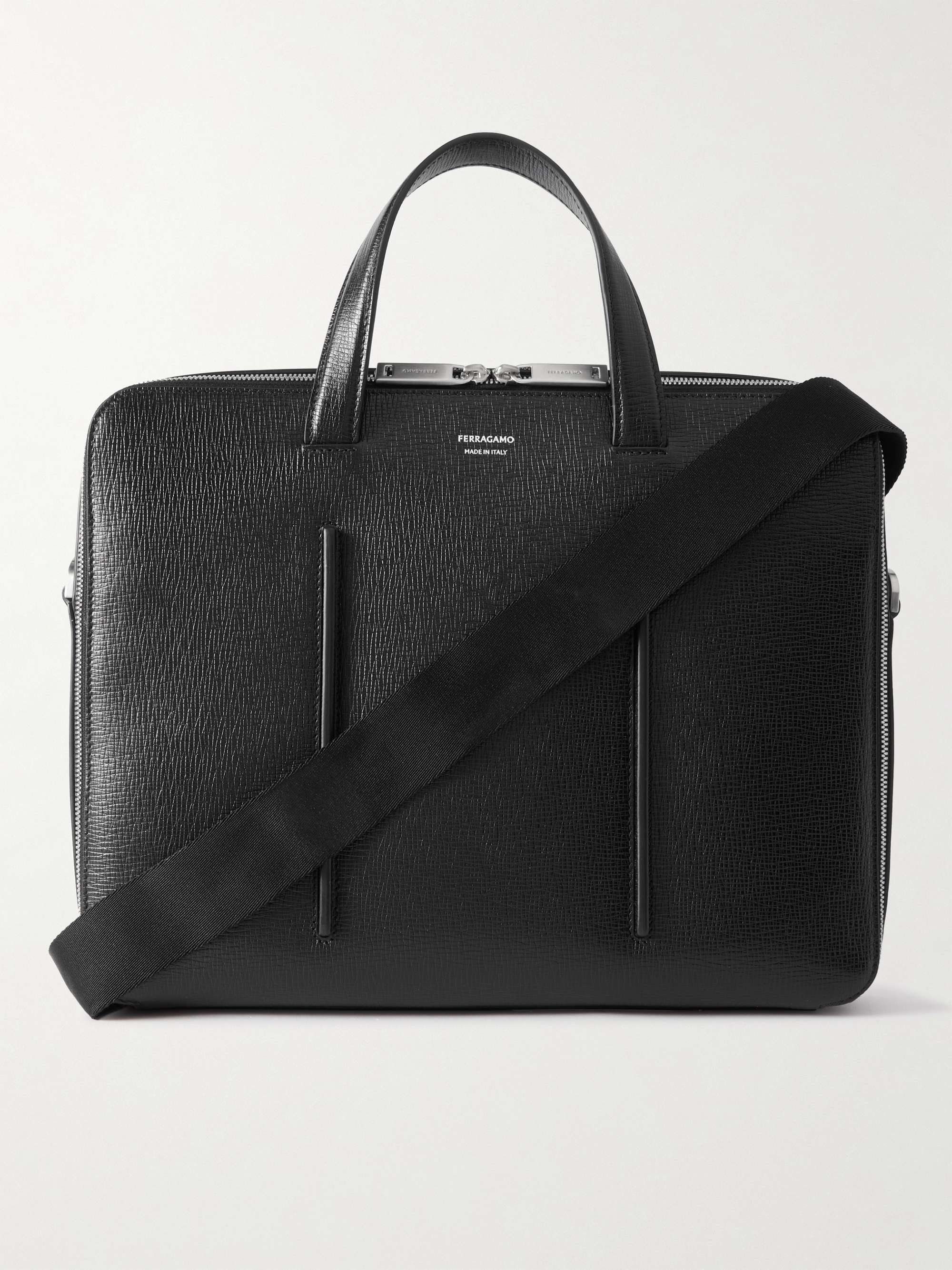 FERRAGAMO Cross-Grain Leather Briefcase for Men | MR PORTER
