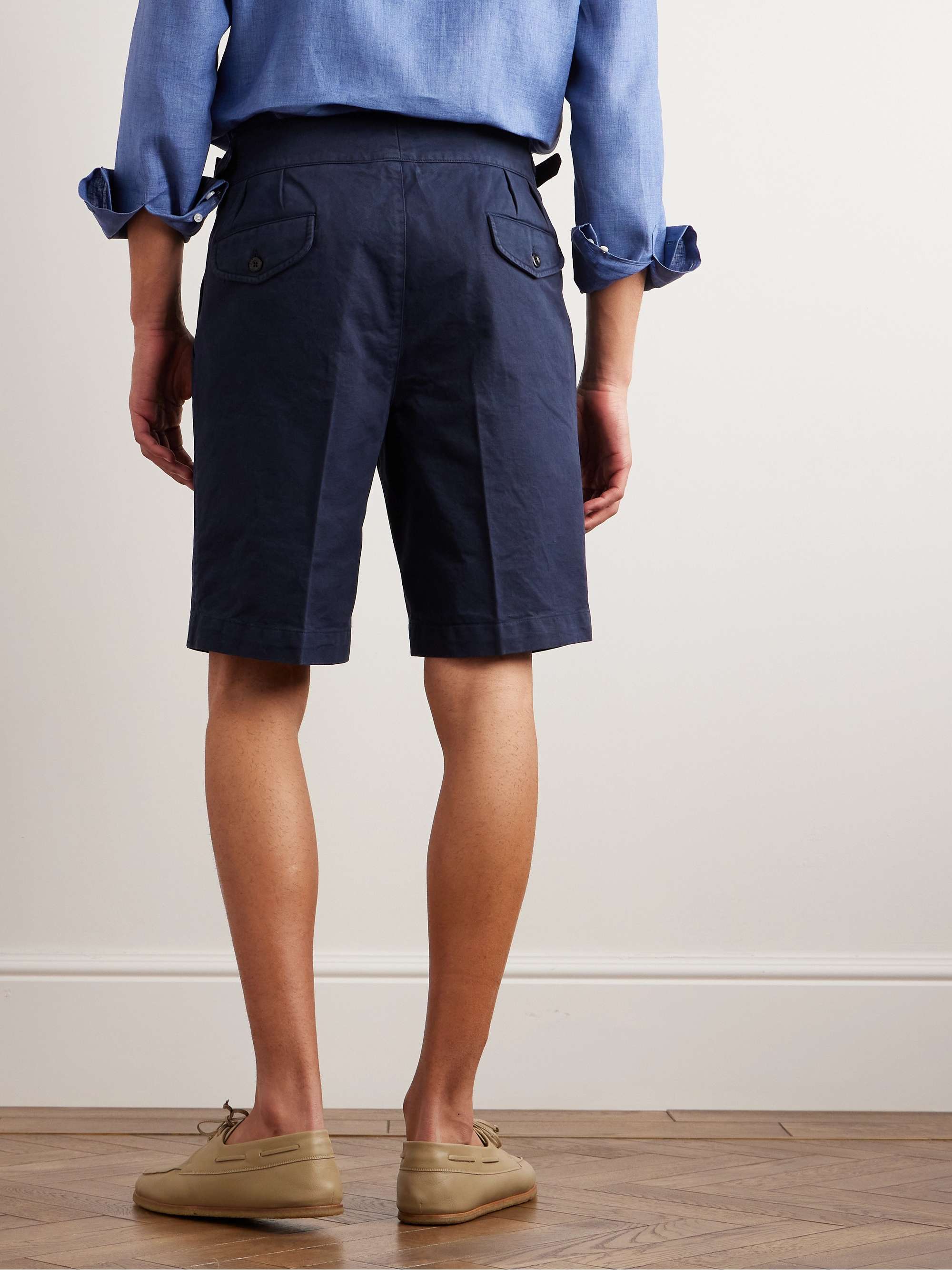 RUBINACCI Straight-Leg Pleated Cotton-Twill Shorts | MR PORTER