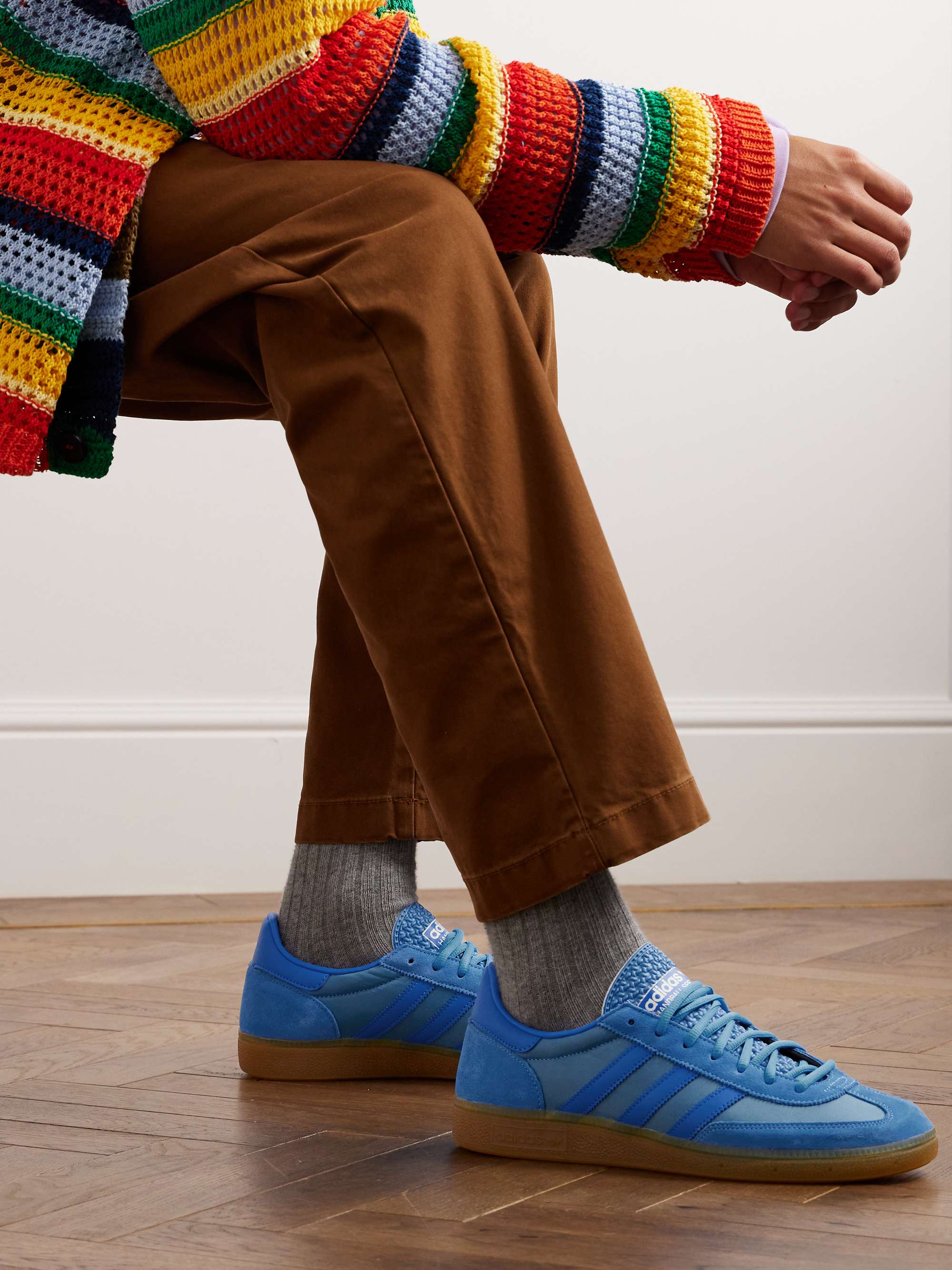 ADIDAS ORIGINALS Handball Spezial Leather-Trimmed Suede and Mesh Sneakers  for Men | MR PORTER
