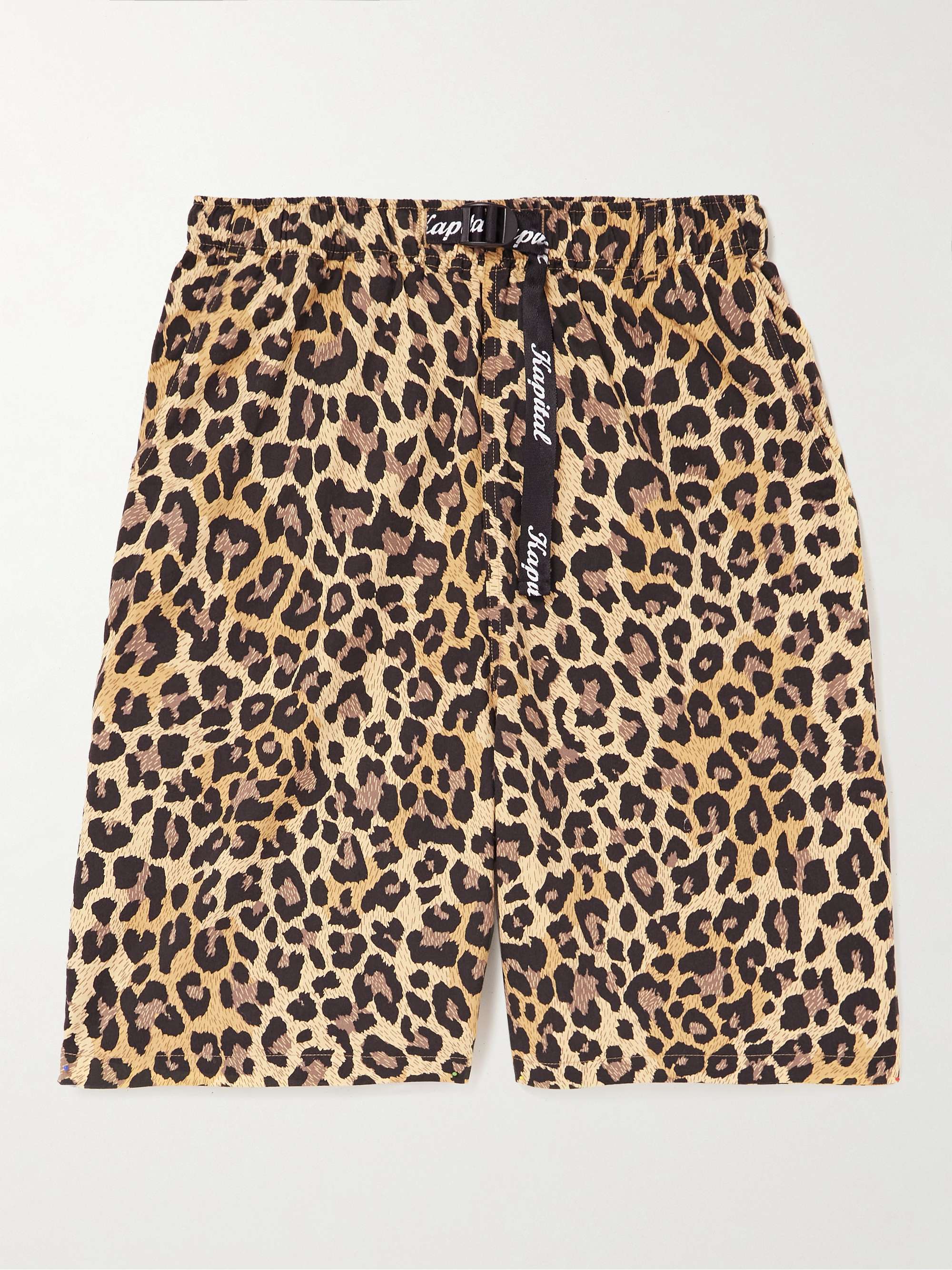 KAPITAL Wide-Leg Belted Leopard-Print Cotton-Gabardine Shorts for Men | MR  PORTER