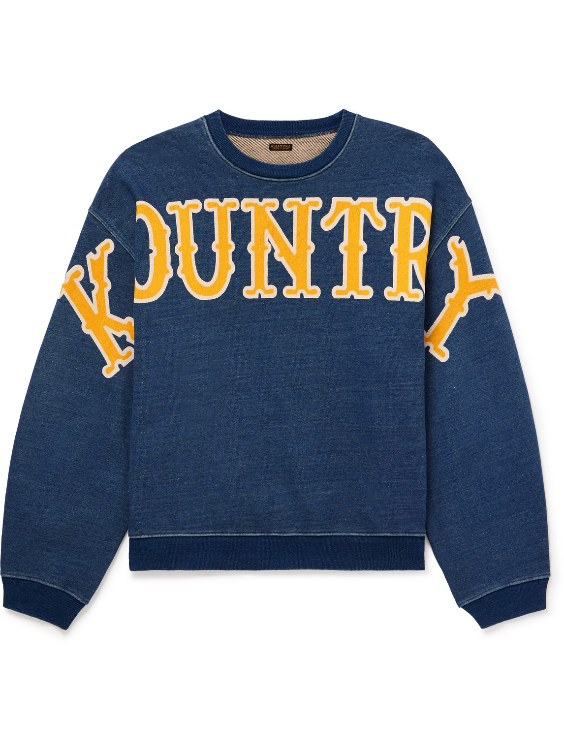 Denim-Trimmed Logo-Print Cotton-Jersey Sweatshirt