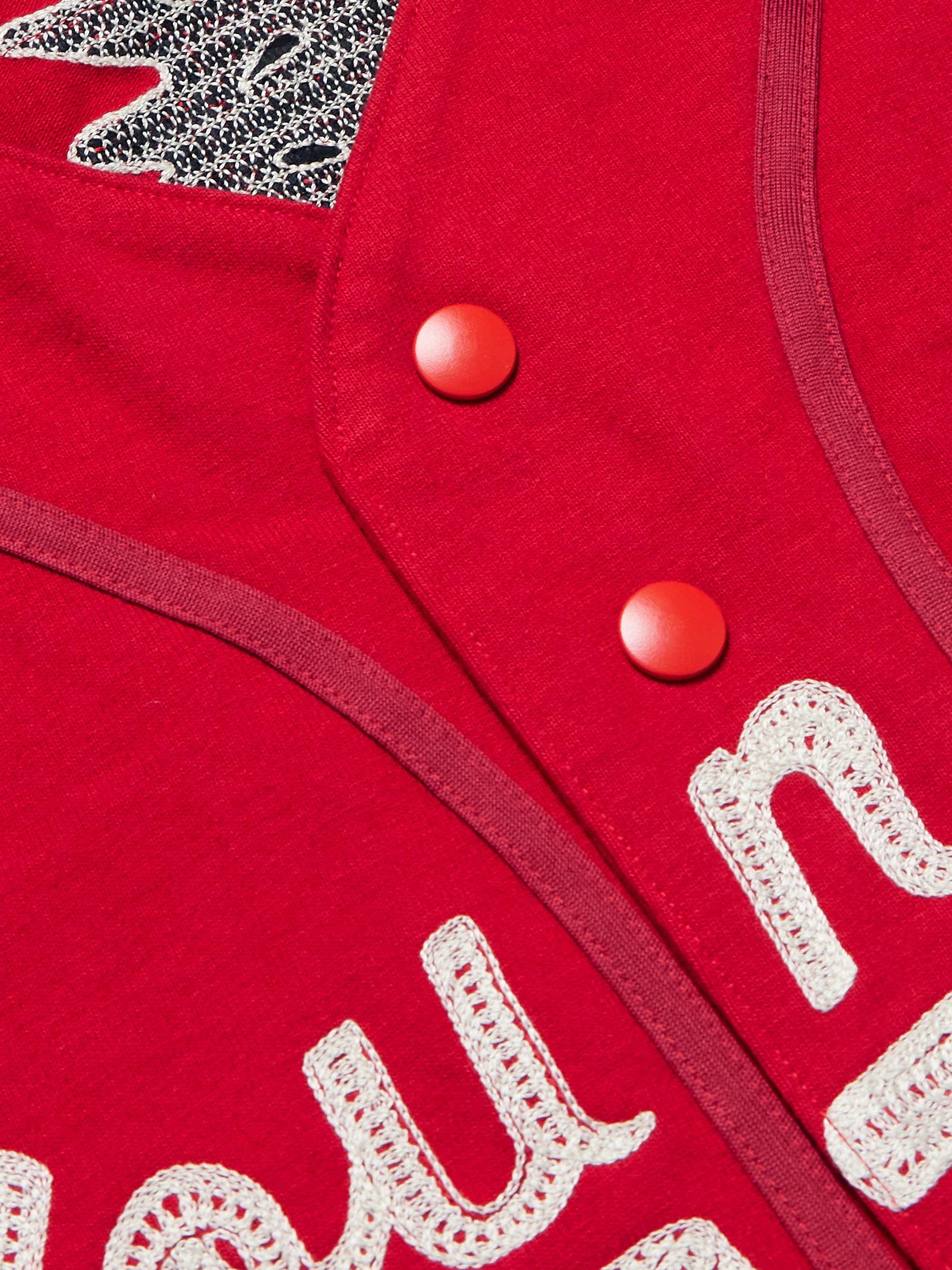 Kapital Oversized Logo-Appliquéd Cotton-jersey Baseball Shirt - Men - Red Casual Shirts - M