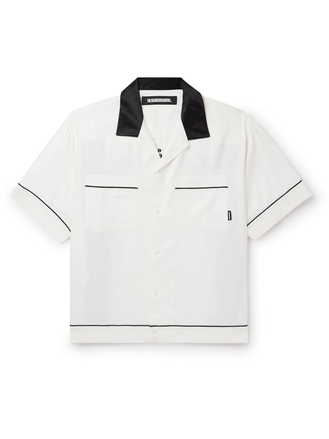 NEIGHBORHOOD CROPPED CAMP-COLLAR SATIN-TRIMMED EMBROIDERED TWILL SHIRT