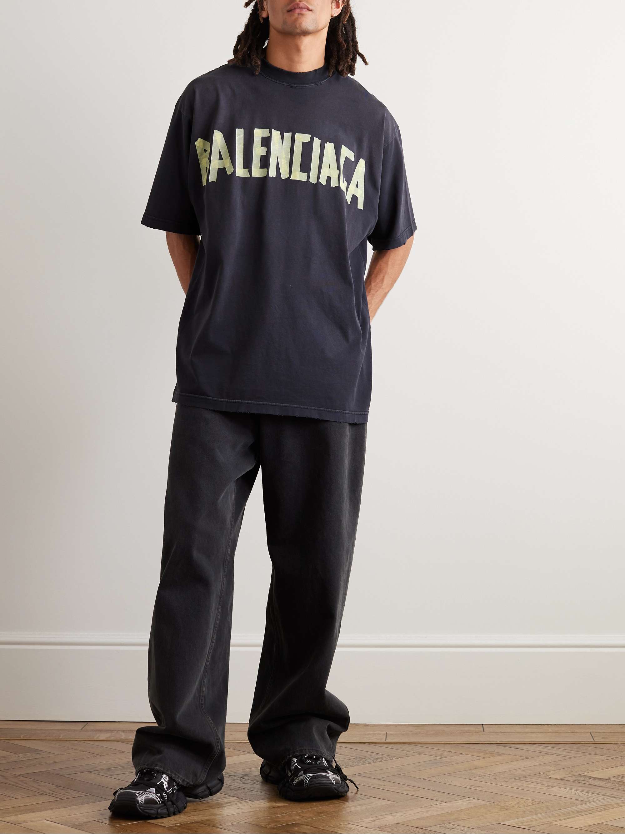 BALENCIAGA Gaffer Oversized Logo-Embroidered Appliquéd Cotton-Jersey T-Shirt  for Men | MR PORTER