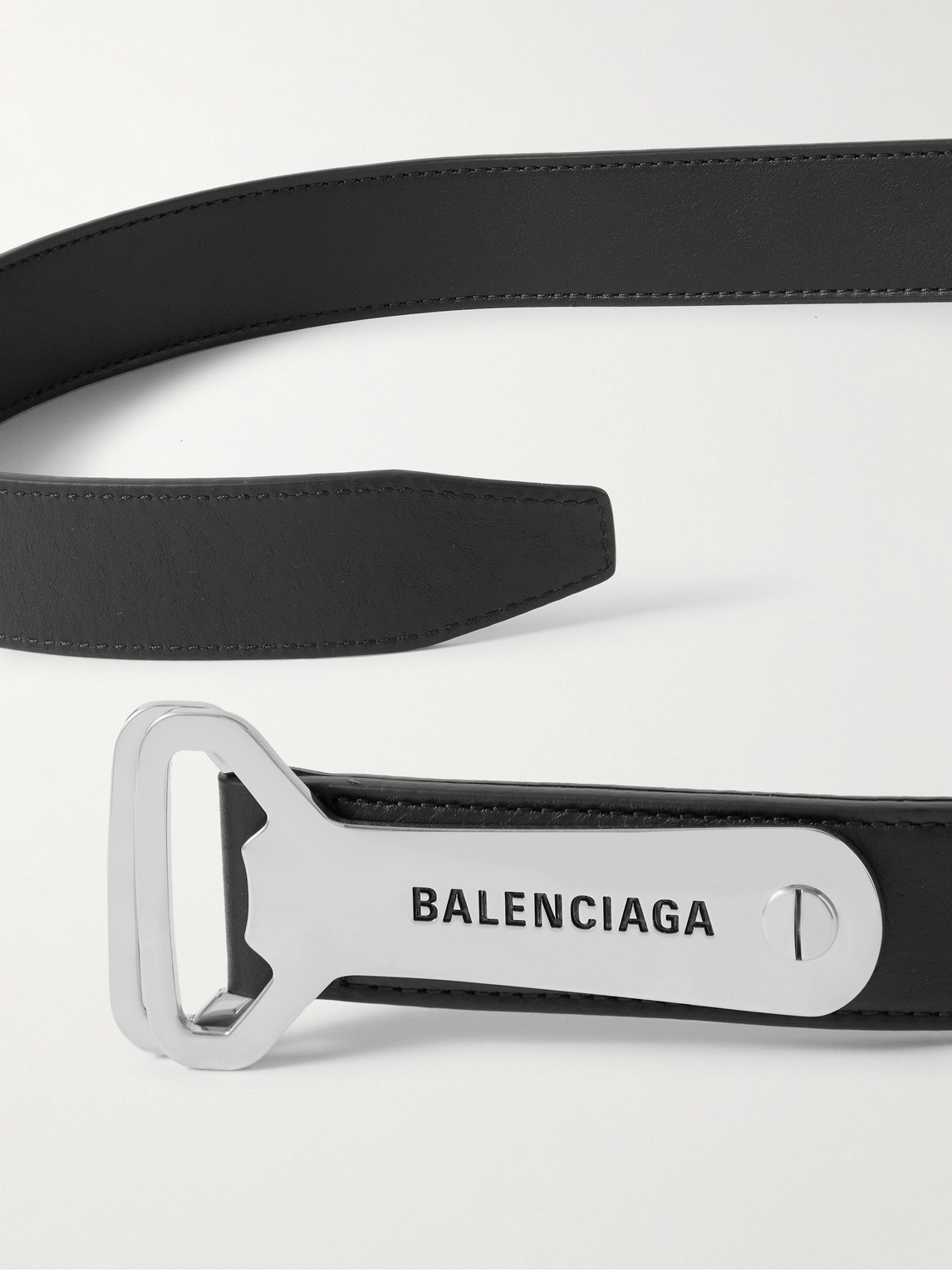 Shop Balenciaga Bottle Opener 3cm Embellished Leather Belt In Black