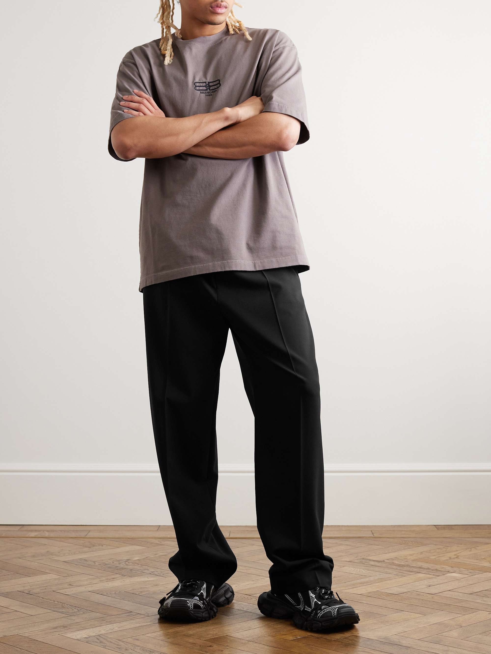 BALENCIAGA Wide-Leg Wool Trousers for Men | MR PORTER