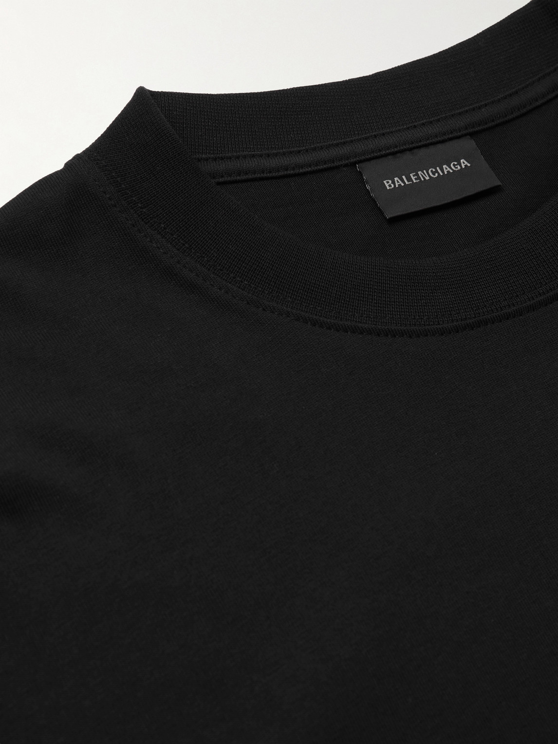 Shop Balenciaga Logo-embroidered Cotton-jersey T-shirt In Black