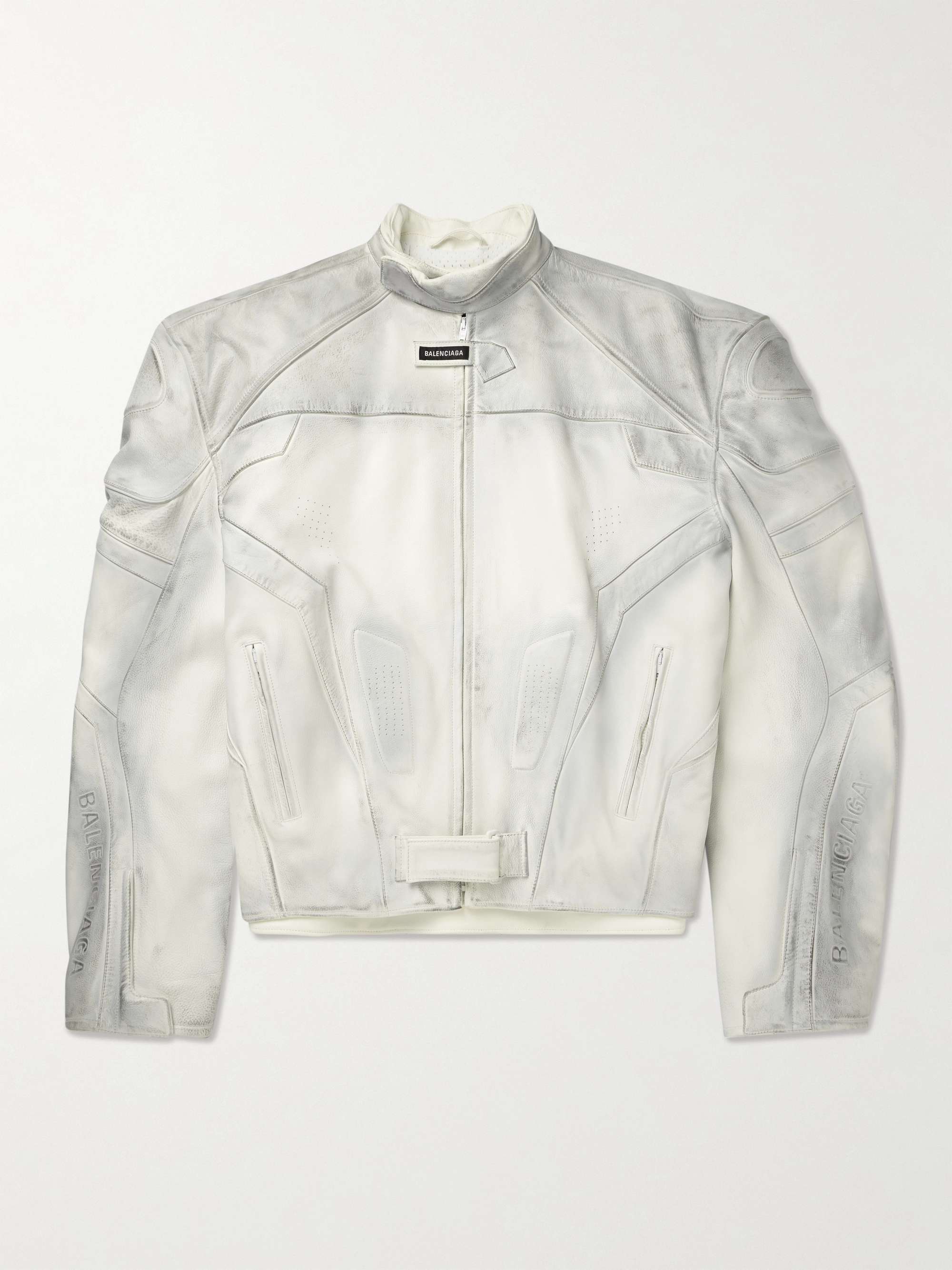 BALENCIAGA Oversized Distressed Panelled Leather Biker Jacket for Men | MR  PORTER