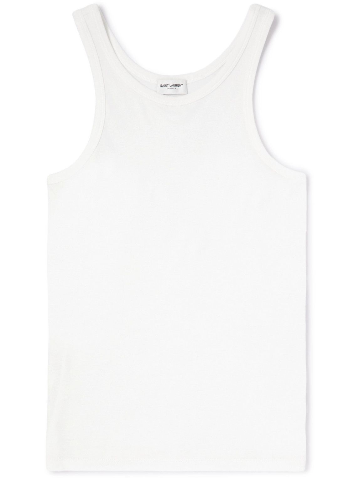 Saint Laurent Logo-embroidered Cotton-jersey Tank Top In White