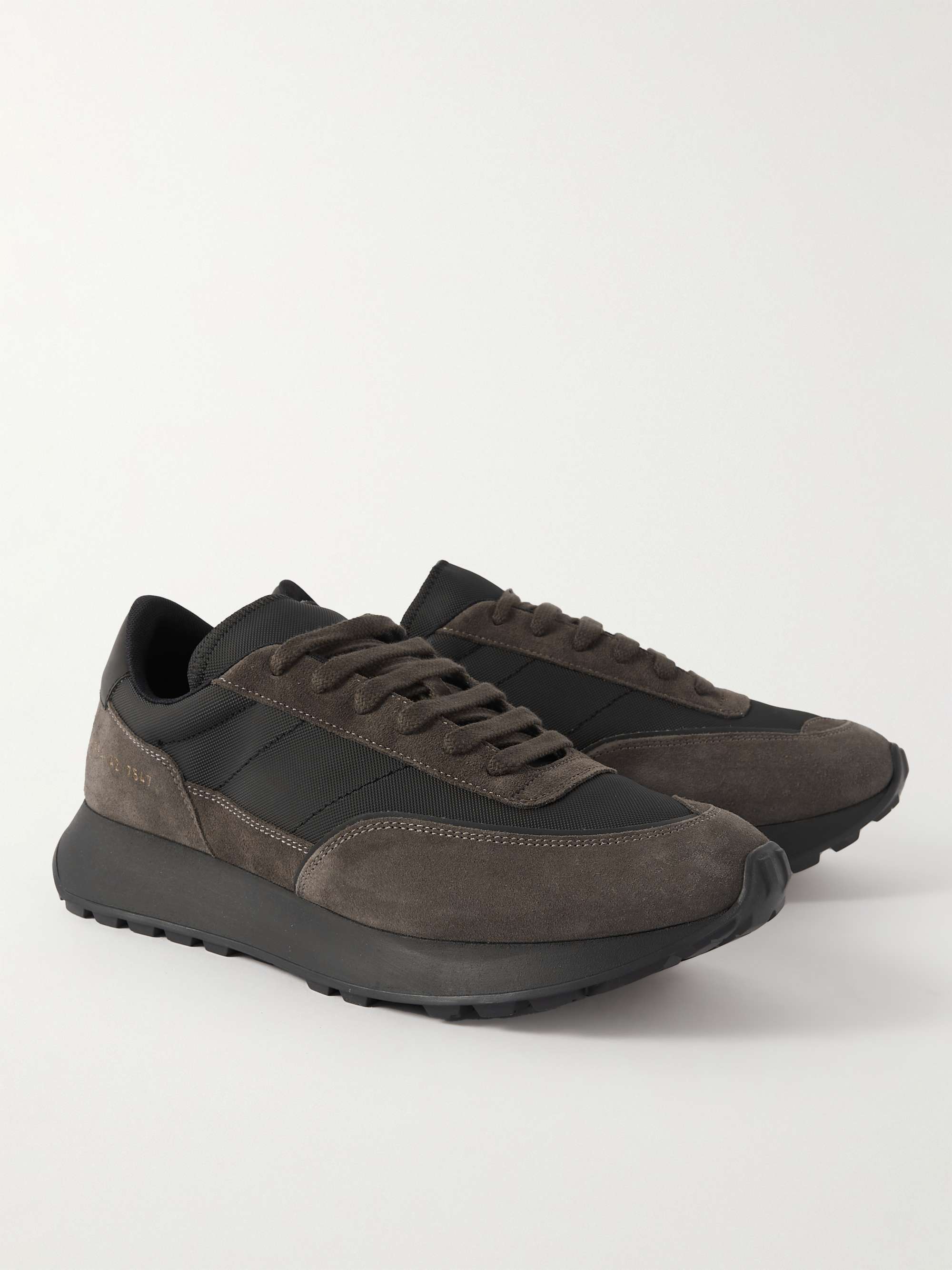 COMMON PROJECTS Track Technical Leather-Trimmed Suede and Shell ...