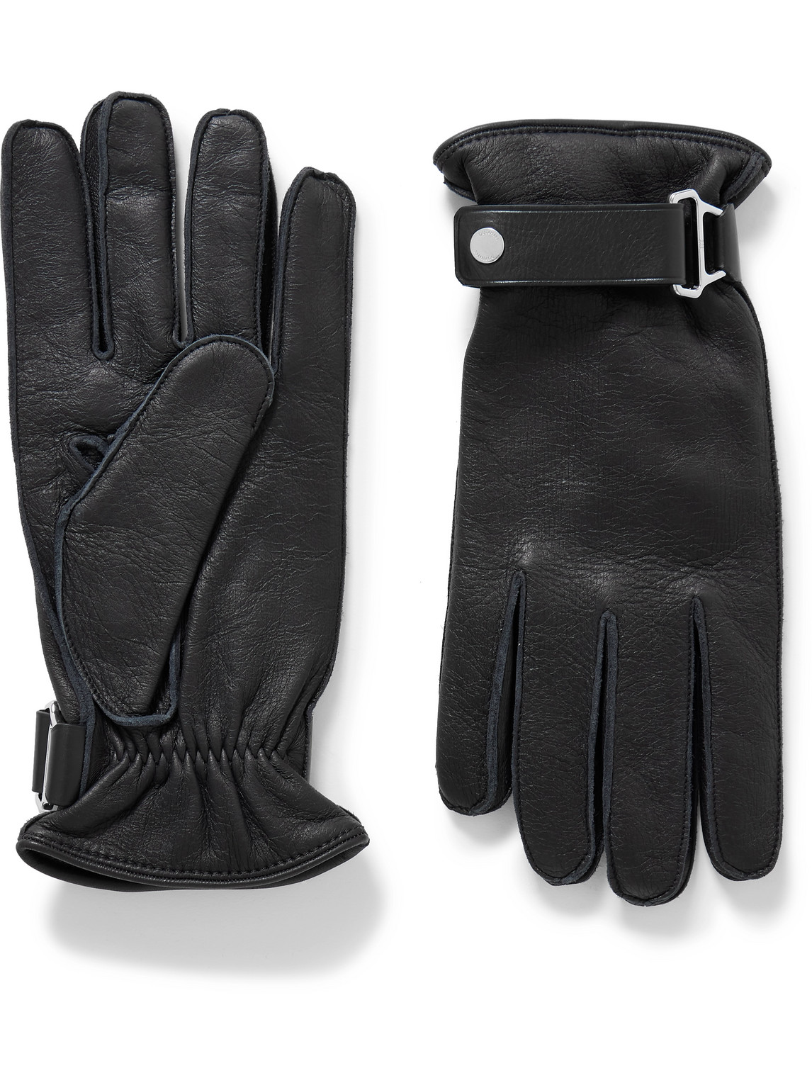 Shop Dunhill Leather Gloves In Black