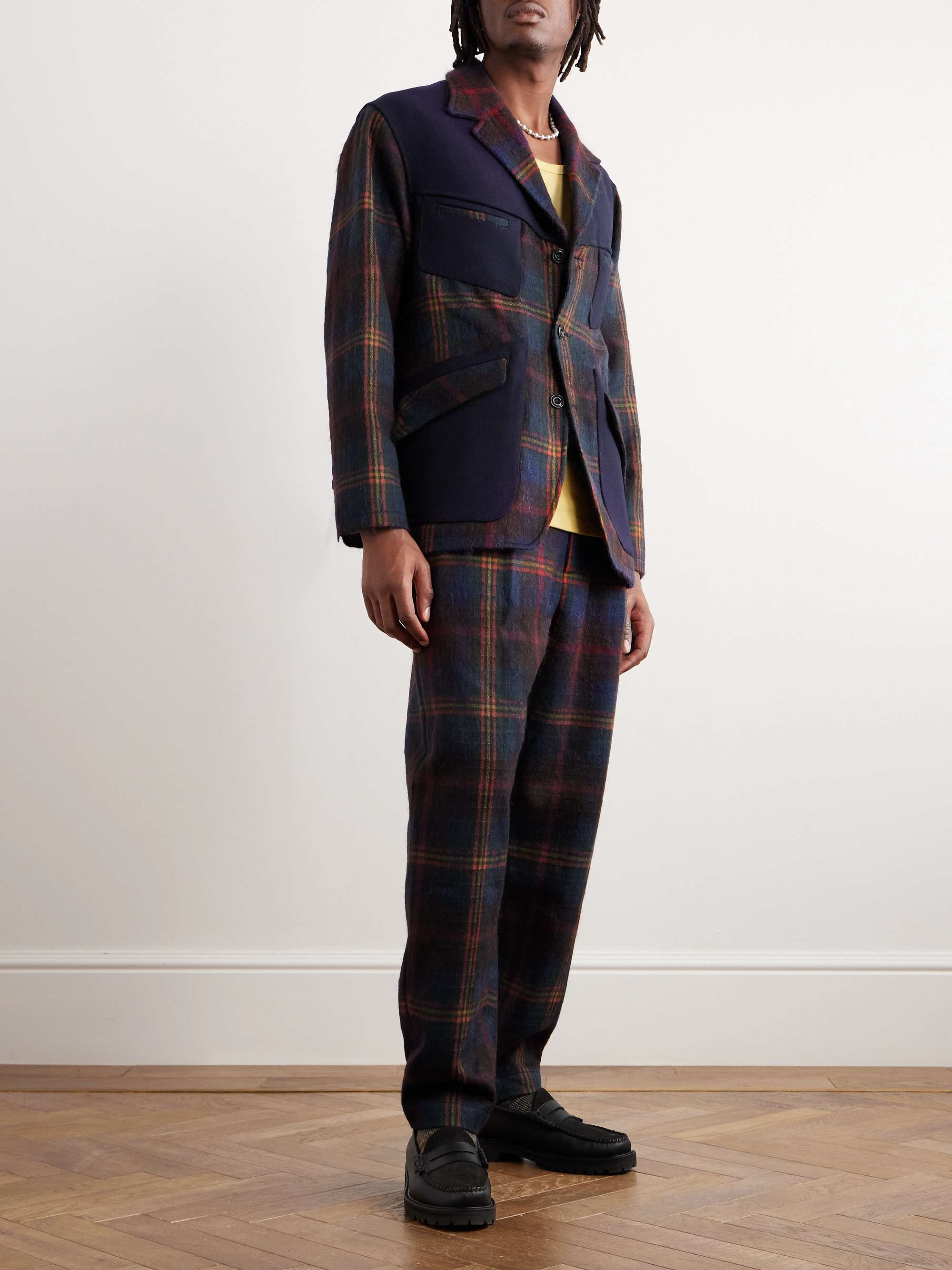 NICHOLAS DALEY Fonte Panelled Checked Wool-Blend Jacket for Men