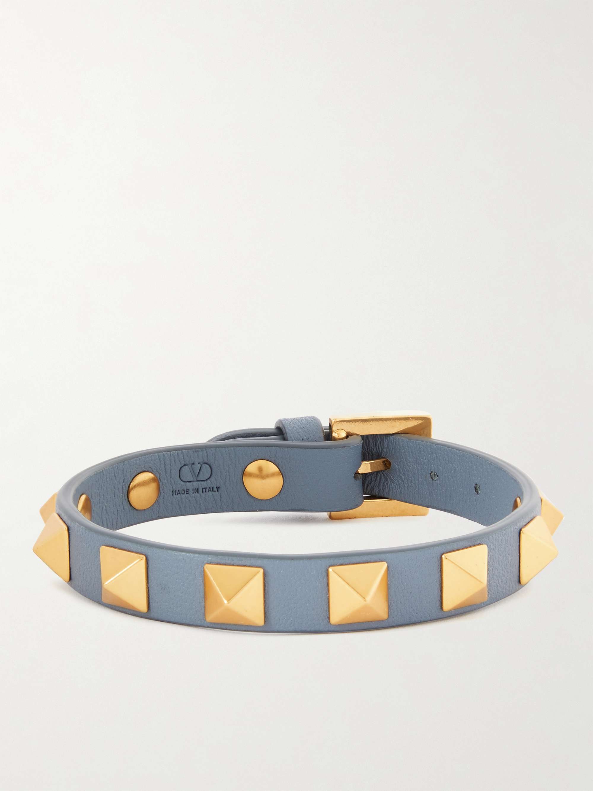 VALENTINO GARAVANI Rockstud Gold-Tone and Leather Bracelet for Men | MR  PORTER