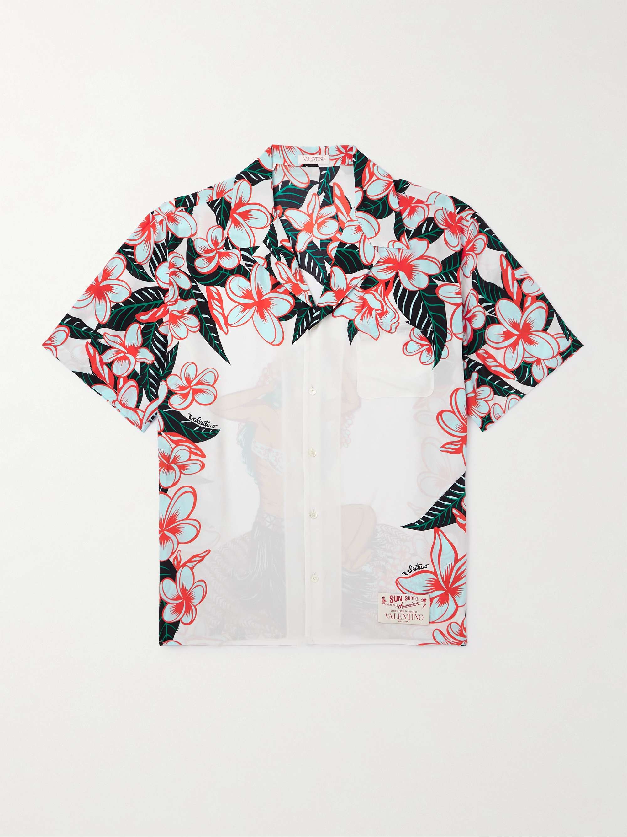 VALENTINO GARAVANI + Sun Surf Camp-Collar Floral-Print Silk Shirt for Men