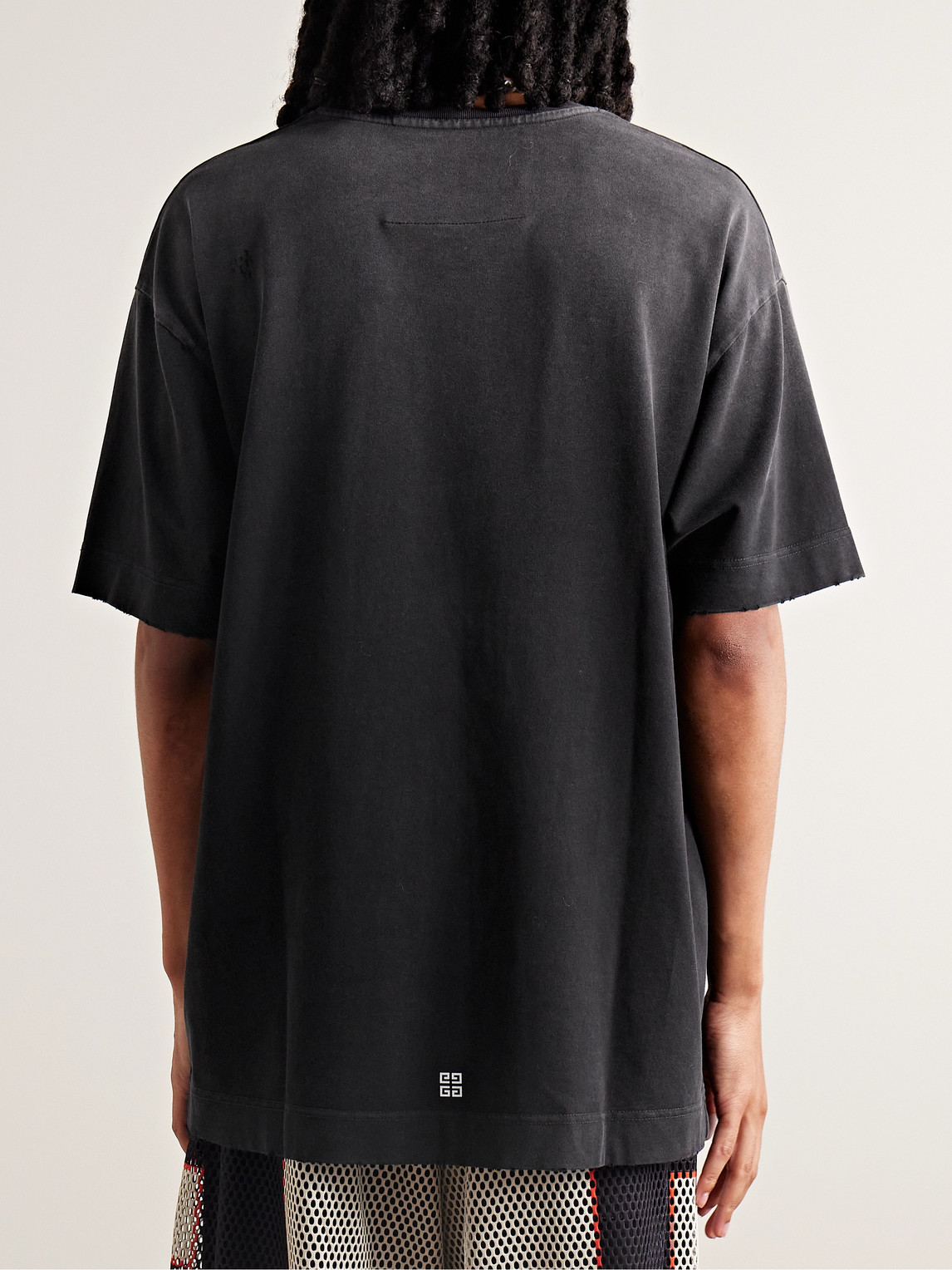Oversized Distressed Logo-Print Cotton-Jersey T-Shirt