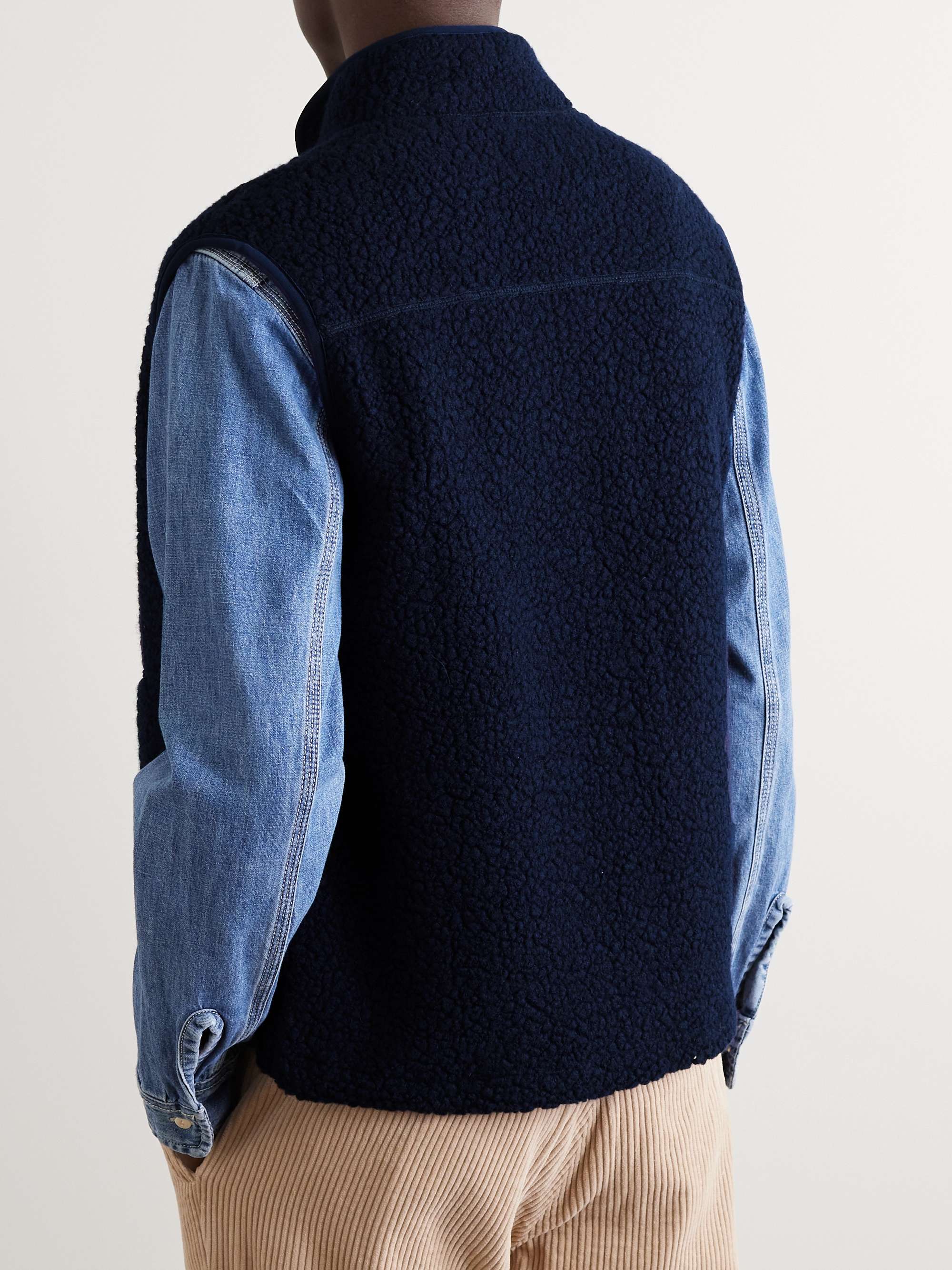 DRAKE'S Logo-Embroidered Wool-Blend Fleece Gilet for Men | MR PORTER