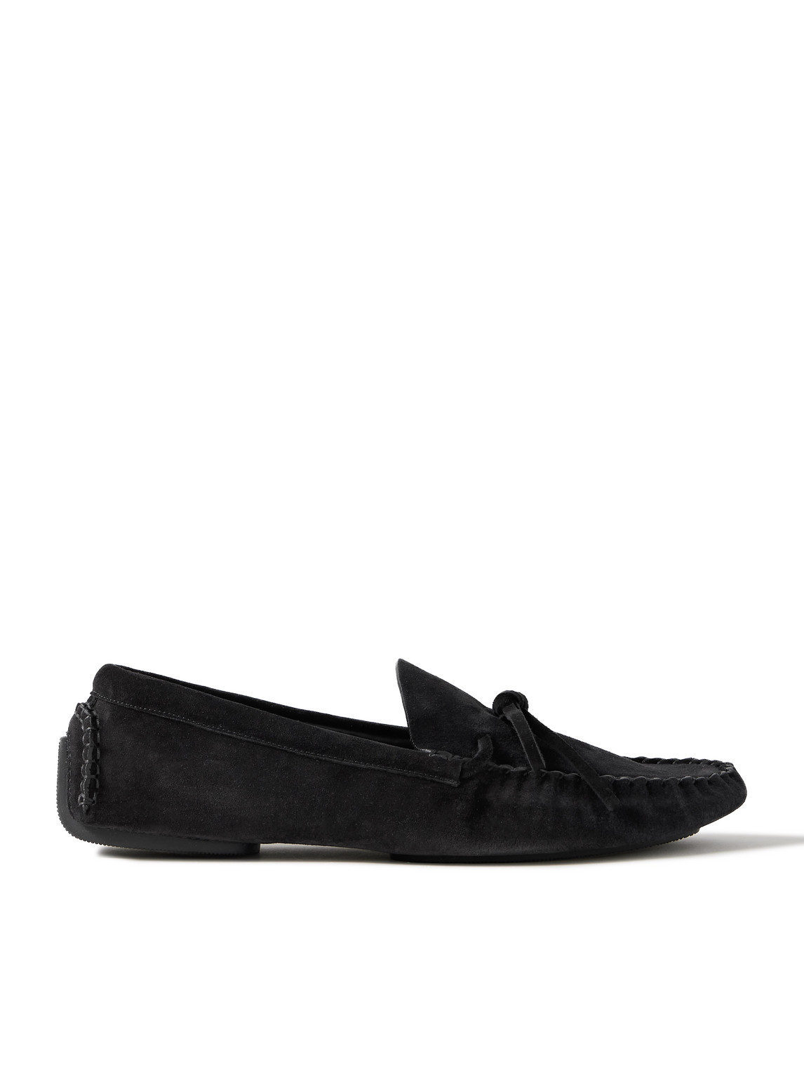The Row Lucca Suede Driving Shoes In Black