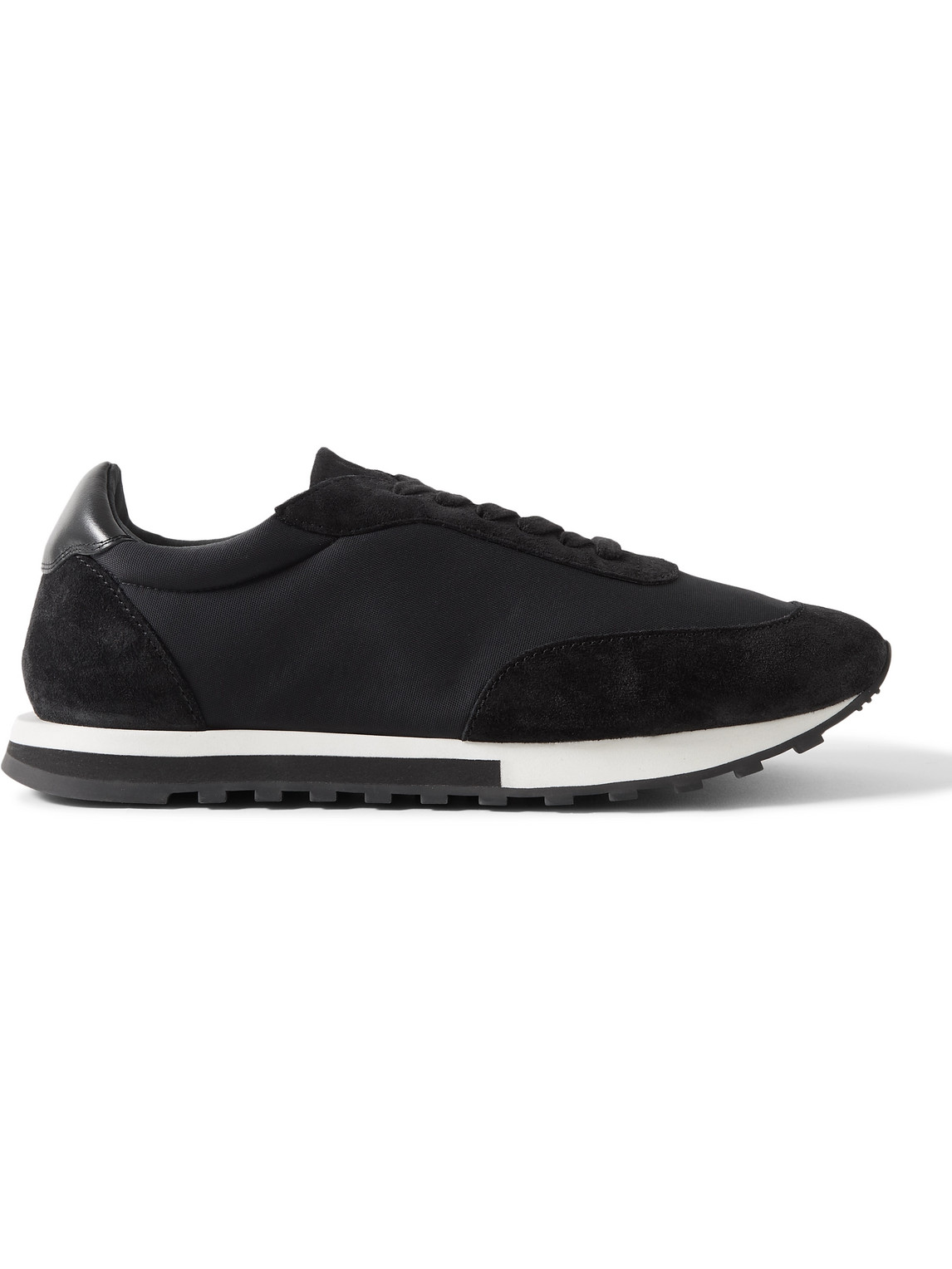 The Row Owen Leather- And Suede-trimmed Nylon Sneakers In Black