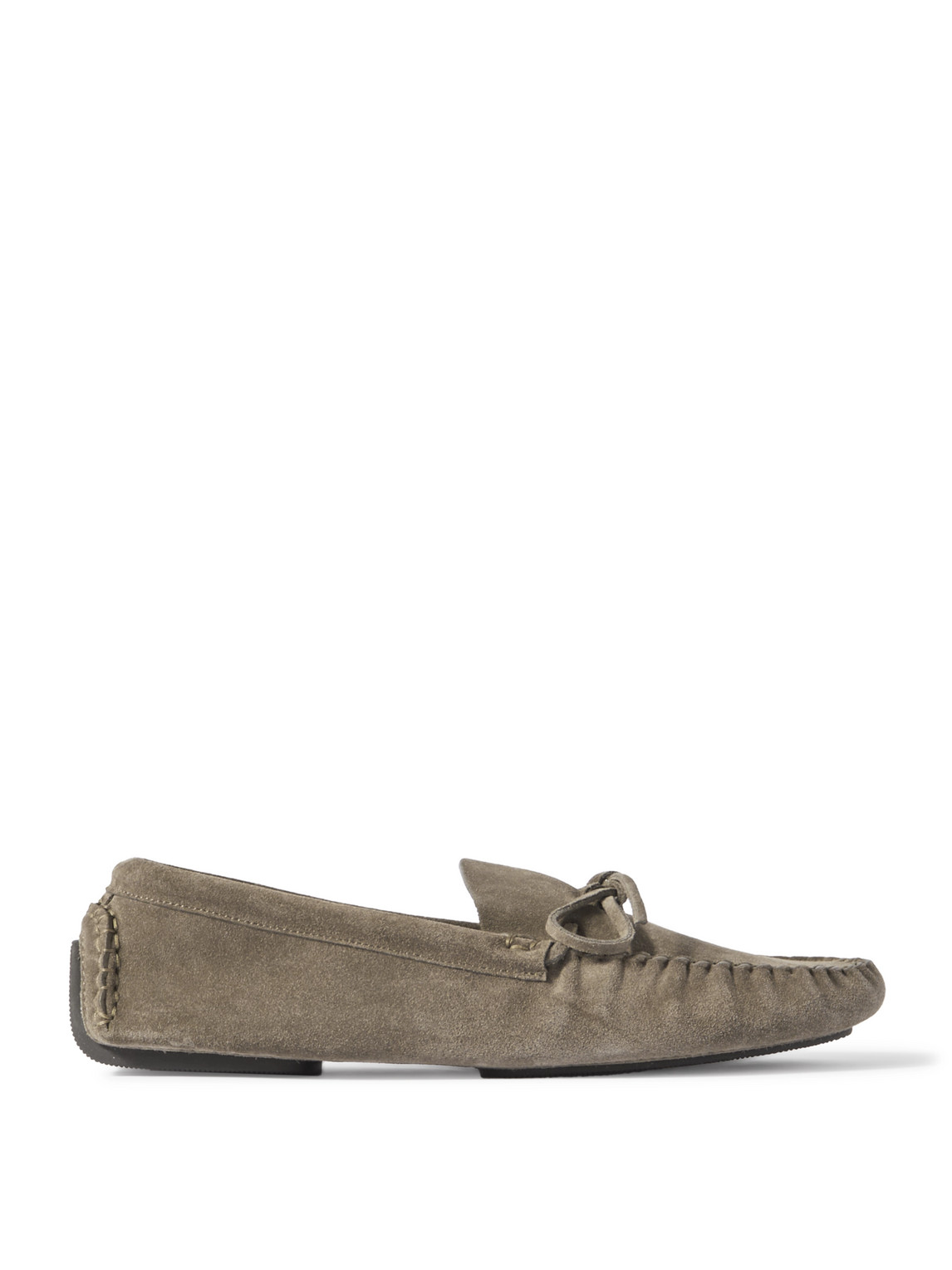 The Row Lucca Suede Driving Shoes In Gray