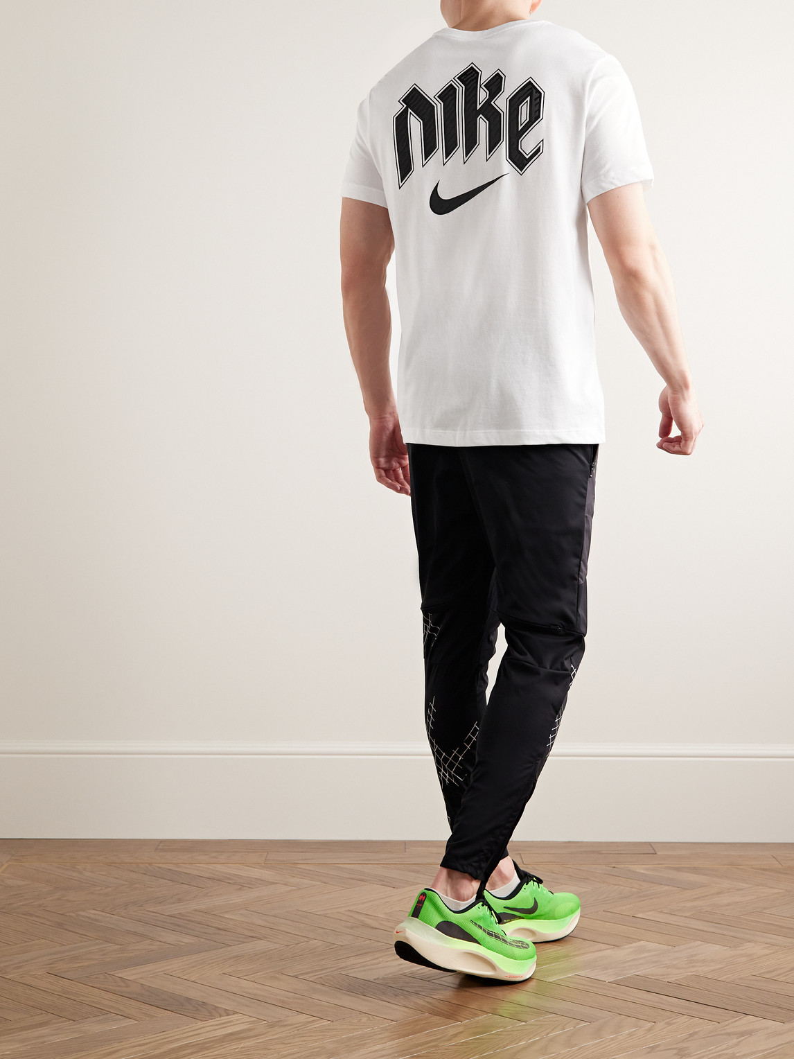 Nike Run Division Logo-print Cotton-blend Dri-fit T-shirt In White/black |  ModeSens