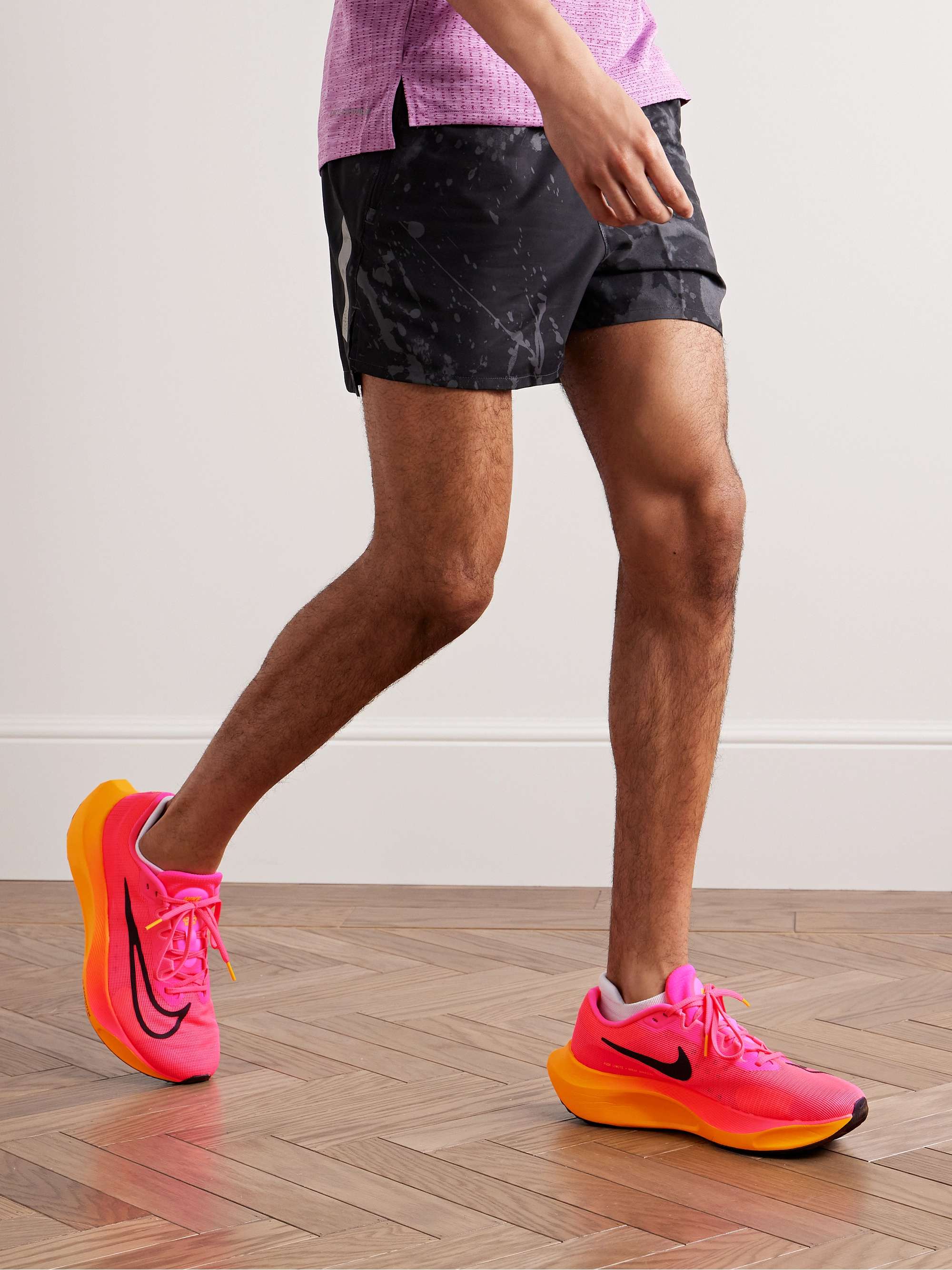 NIKE RUNNING Zoom Fly 5 Rubber-Trimmed Neon Mesh Sneakers for Men | MR  PORTER