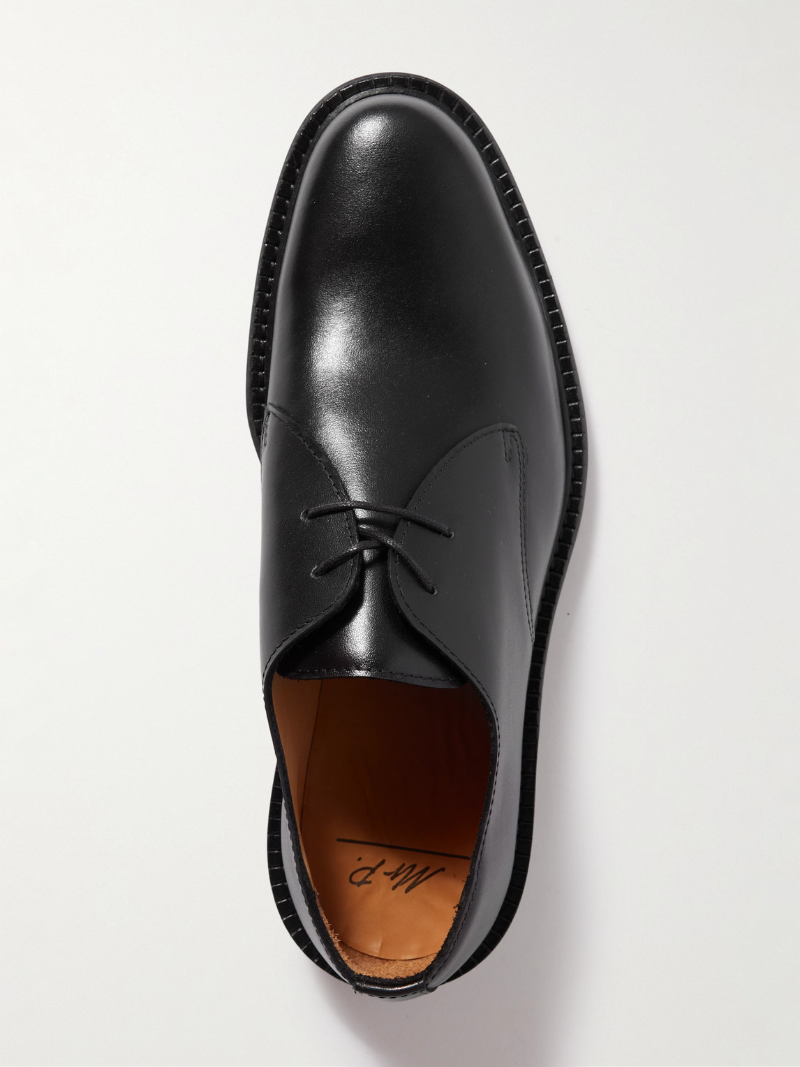 Shop Mr P James Polished-leather Derby Shoes In Black
