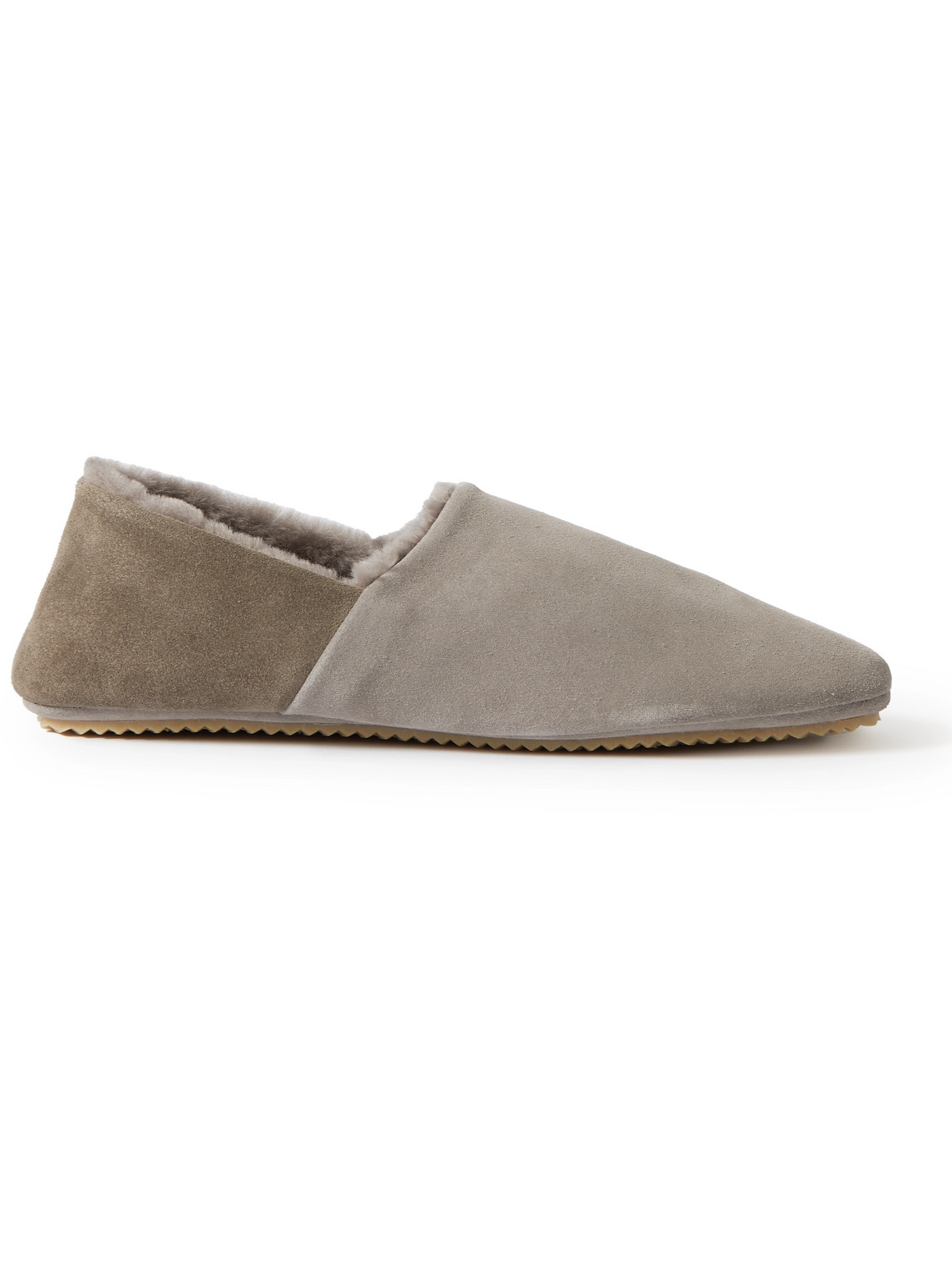 Mr P Babouche Shearling-lined Suede Slippers In Brown