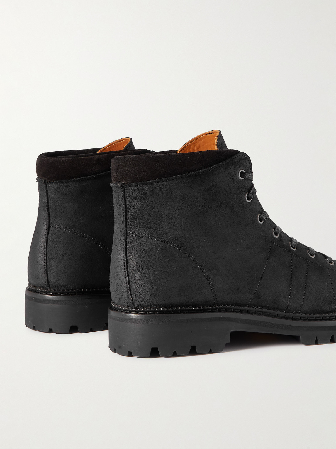 Shop Mr P Jacques Chore Waxed-suede Boots In Black