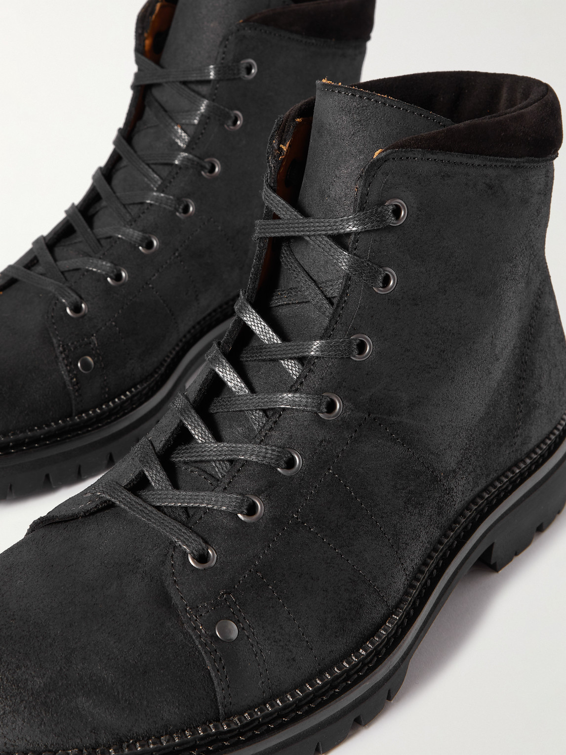 Shop Mr P Jacques Chore Waxed-suede Boots In Black